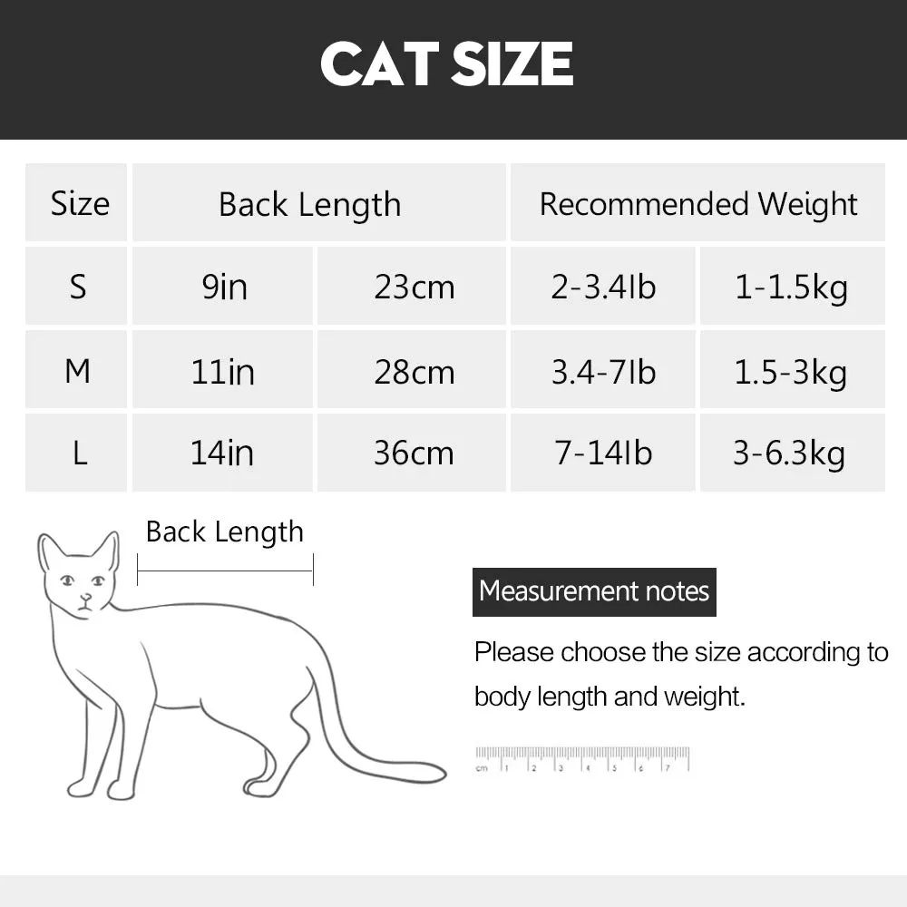 LIANZIMAU Body Gatto Post Operatorio E-Collar Alternativa per Gatti e Cani, Dopo Un Intervento Chirurgico Wear Tuta Gatto Post Intervento - immagine 7