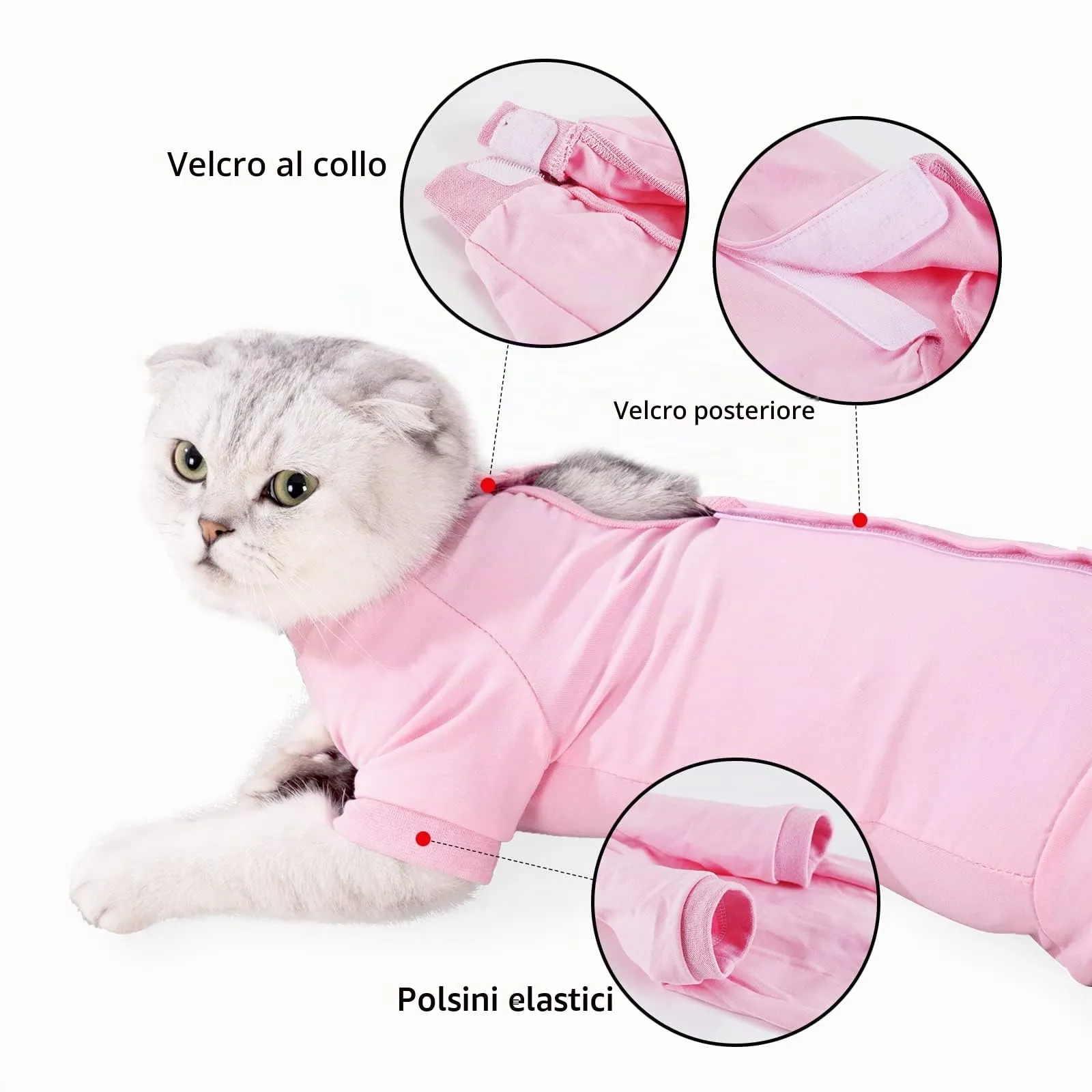 LIANZIMAU Body Gatto Post Operatorio Tuta Recupero Gatto Medica per Gatto Tute a Maniche Lunghe Prevenire Lo spargimento Abbigliamento per Gatto - immagine 4