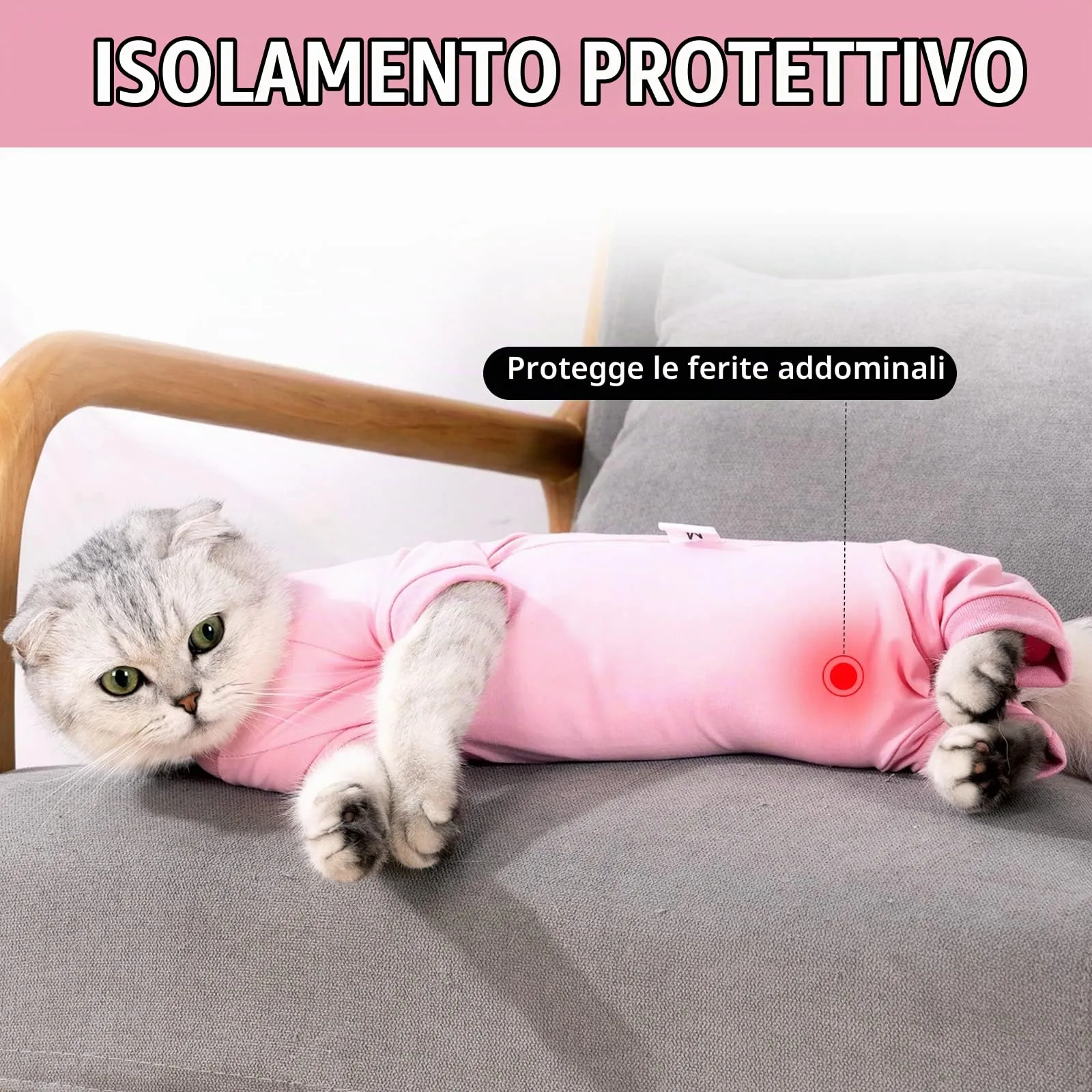 LIANZIMAU Body Gatto Post Operatorio Tuta Recupero Gatto Medica per Gatto Tute a Maniche Lunghe Prevenire Lo spargimento Abbigliamento per Gatto - immagine 7