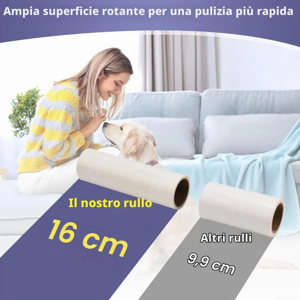 Tahbarshi 6 Pezzi Ricariche Rullo Levapelucchi Adesivo per Rimuovere Pelucchi, Polvere, Detriti, Peli Animali Cane e Gatto da Vestiti Mobili Tappeti, Grande 16 cm, 360 Fogli - immagine 5