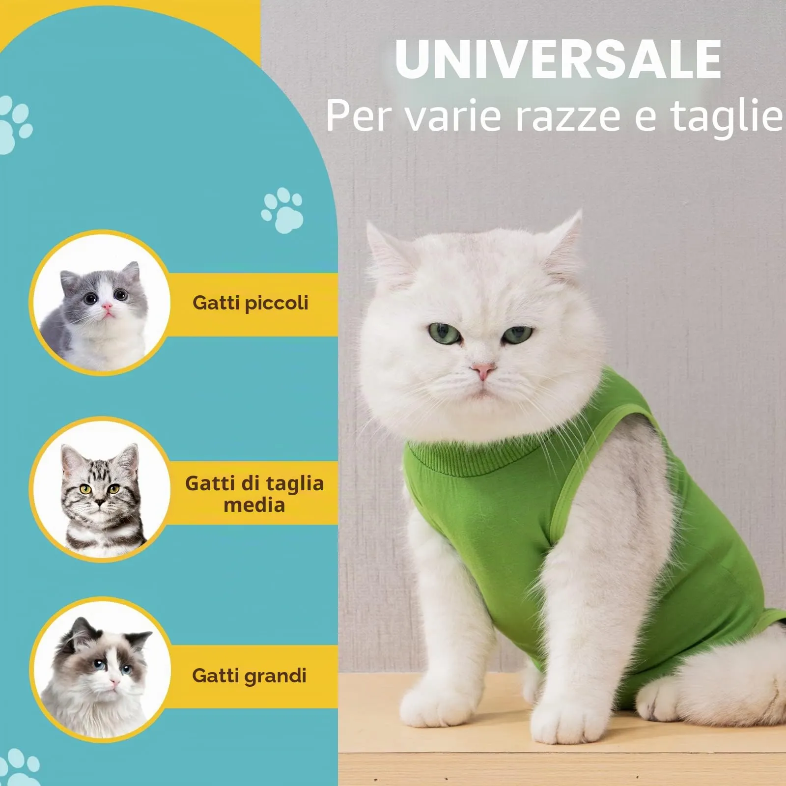 Avont Tuta da Recupero per Gatti, Body Gatto Post Operatorio Sterilizzazione, Cat Recovery Suit, Vestito Gatto per Impedire Leccare Ferita Addominale Dopo l'intervento Chirurgico –Verde(L) - immagine 5
