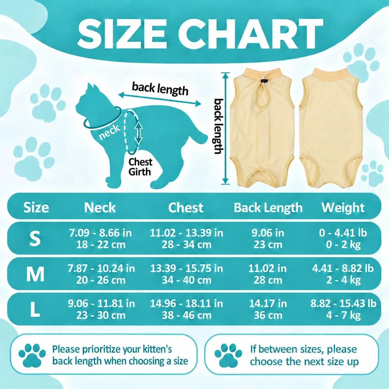 Avont Tuta da Recupero per Gatti, Body Gatto Post Operatorio Sterilizzazione, Cat Recovery Suit, Vestito Gatto per Impedire Leccare Ferita Addominale Dopo l'intervento Chirurgico –Giallo(S) - immagine 2