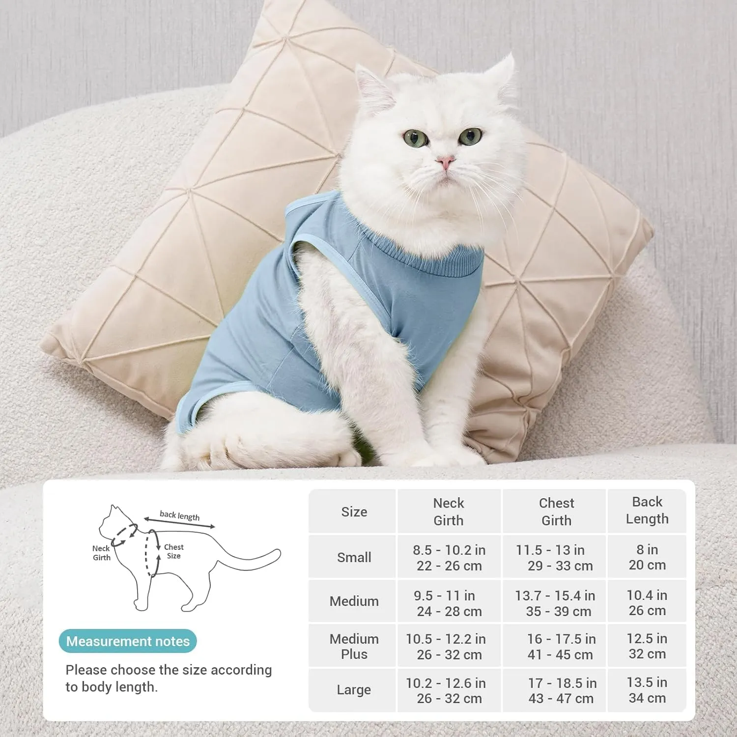 Avont Tuta da Recupero per Gatti dopo l'Intervento - Tutina Alternativa al Cono della Vergogna - Tuta Chirurgica per Gatti Femminili, Post-chirurgia o Malattie della Pelle - Mucca (M) - immagine 6