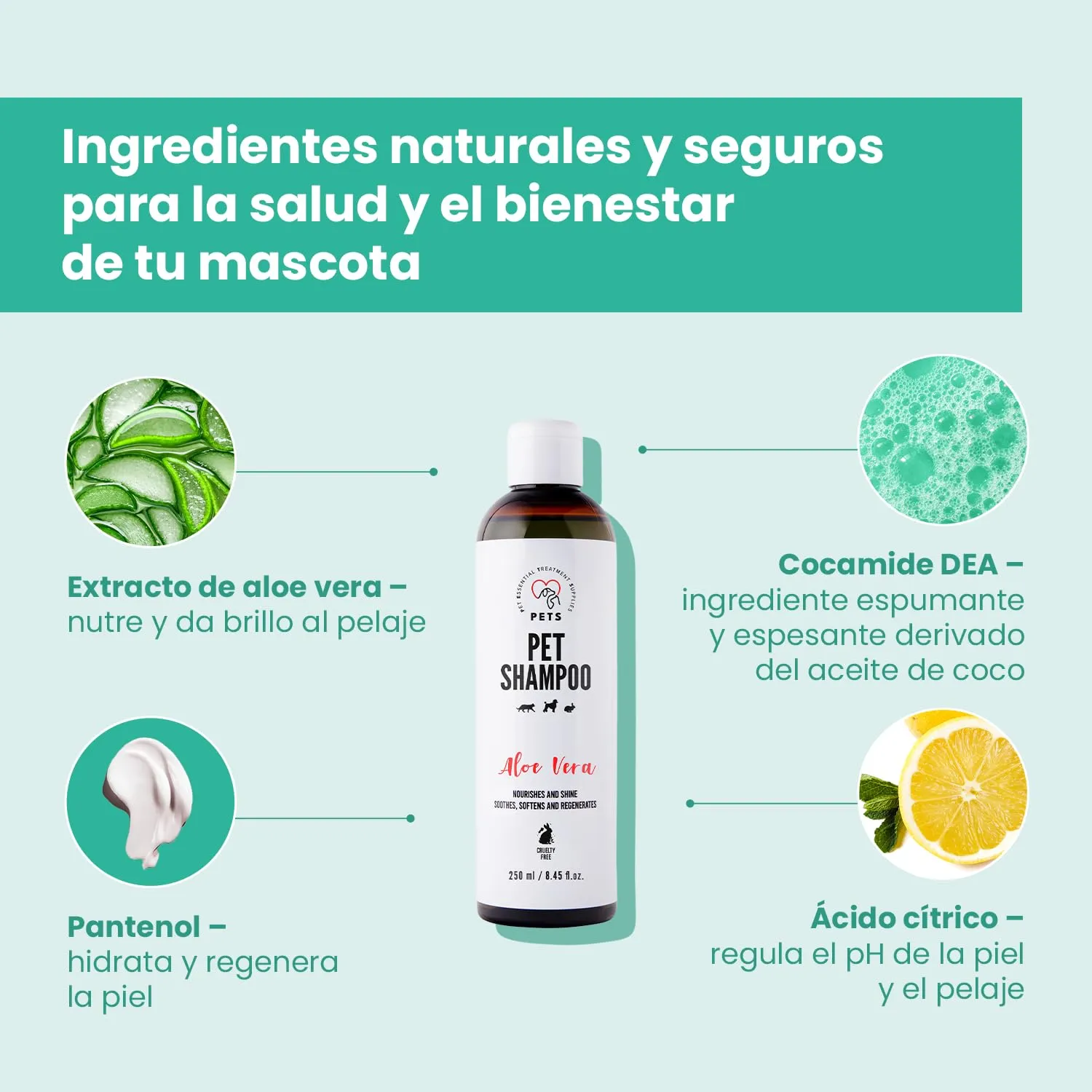 Shampoo per cani e gatti – Shampoo per cani per lucentezza e cura – Ideale per pelo e pelle sensibili – 250 ml - immagine 5