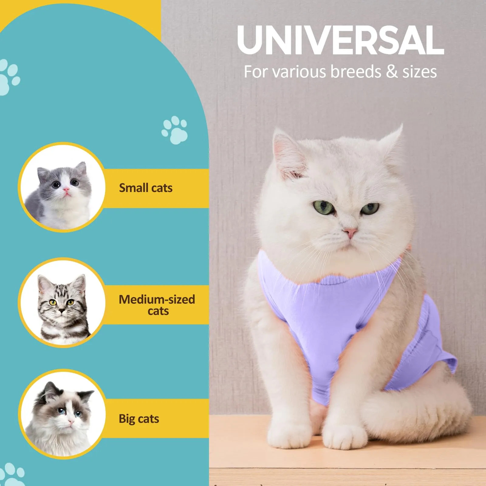 Avont Tuta da Recupero per Gatti, Body Gatto Post Operatorio Sterilizzazione, Cat Recovery Suit, Vestito Gatto per Impedire Leccare Ferita Addominale Dopo l'intervento Chirurgico –Lavanda(L) - immagine 5