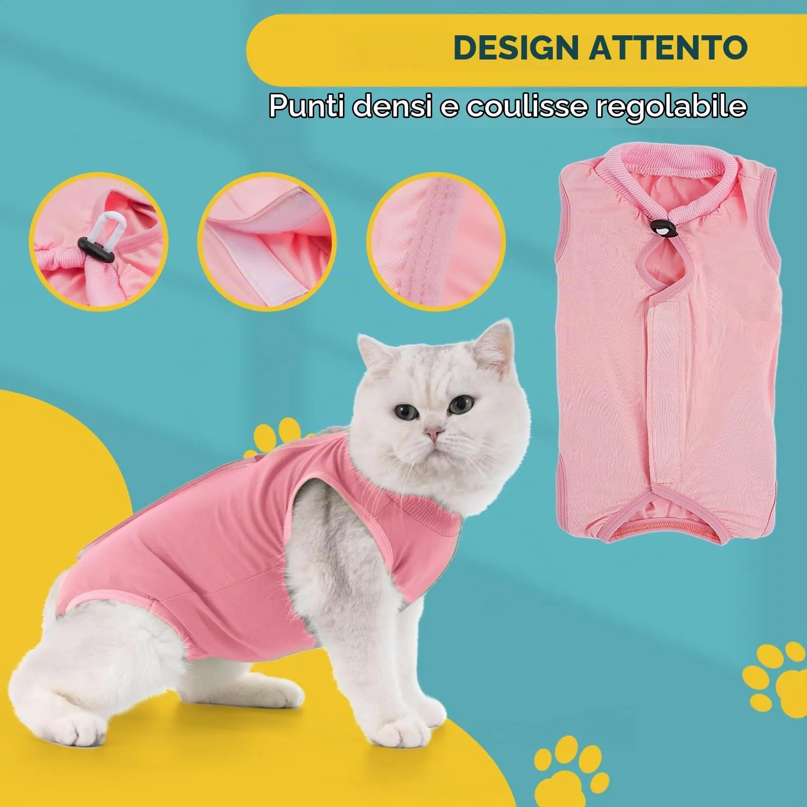 Avont Tuta da Recupero per Gatti, Body Gatto Post Operatorio Sterilizzazione, Cat Recovery Suit, Vestito Gatto per Impedire Leccare Ferita Addominale Dopo l'intervento Chirurgico –Rosa(S) - immagine 5