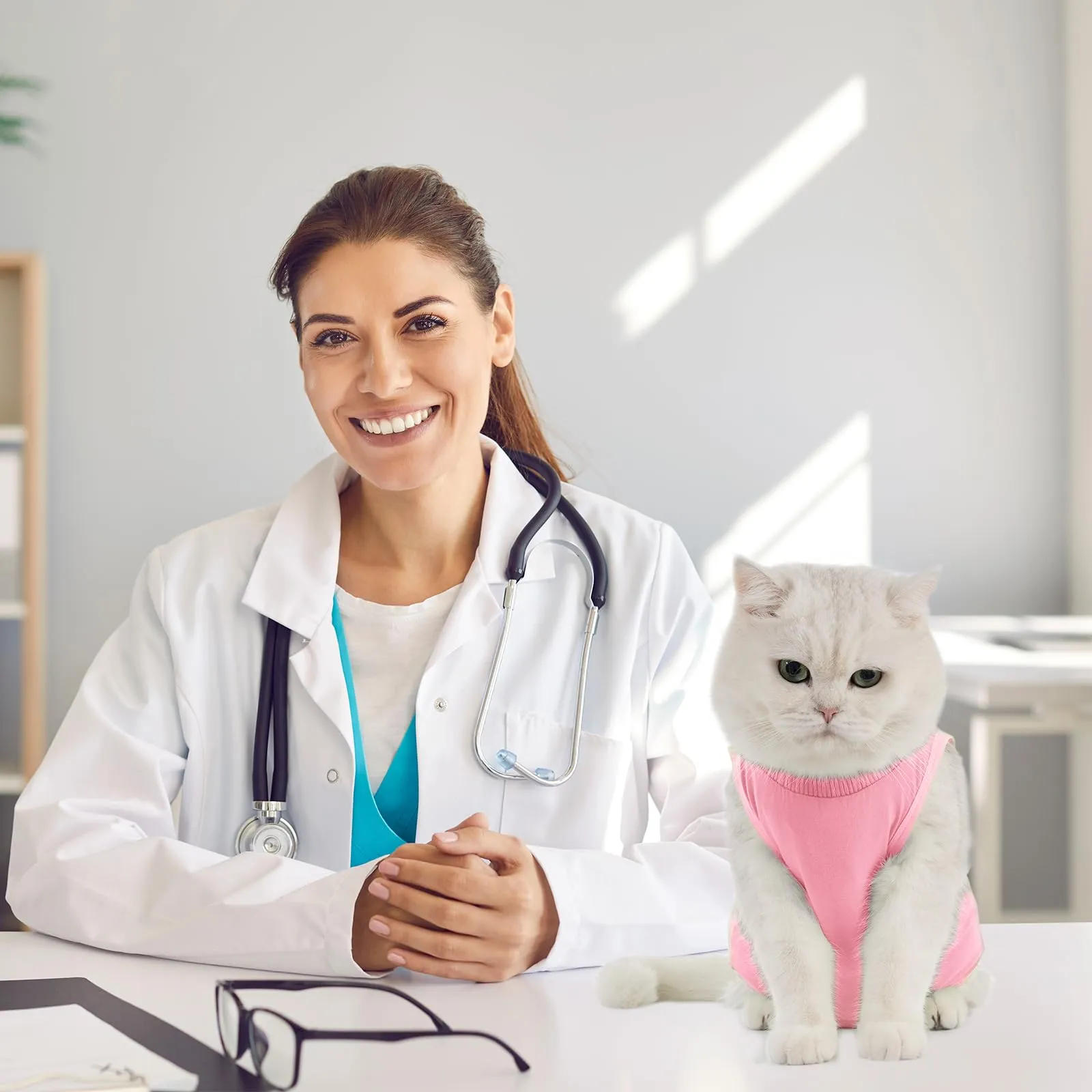 Avont Tuta da Recupero per Gatti, Body Gatto Post Operatorio Sterilizzazione, Cat Recovery Suit, Vestito Gatto per Impedire Leccare Ferita Addominale Dopo l'intervento Chirurgico –Rosa(S) - immagine 8