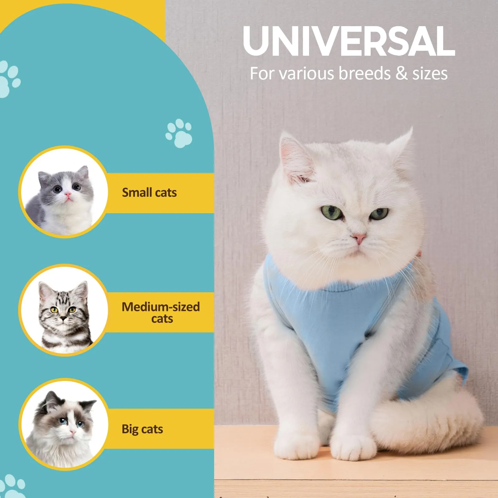 Avont Tuta da Recupero per Gatti, Body Gatto Post Operatorio Sterilizzazione, Cat Recovery Suit, Vestito Gatto per Impedire Leccare Ferita Addominale Dopo l'intervento Chirurgico –Blu(L) - immagine 5
