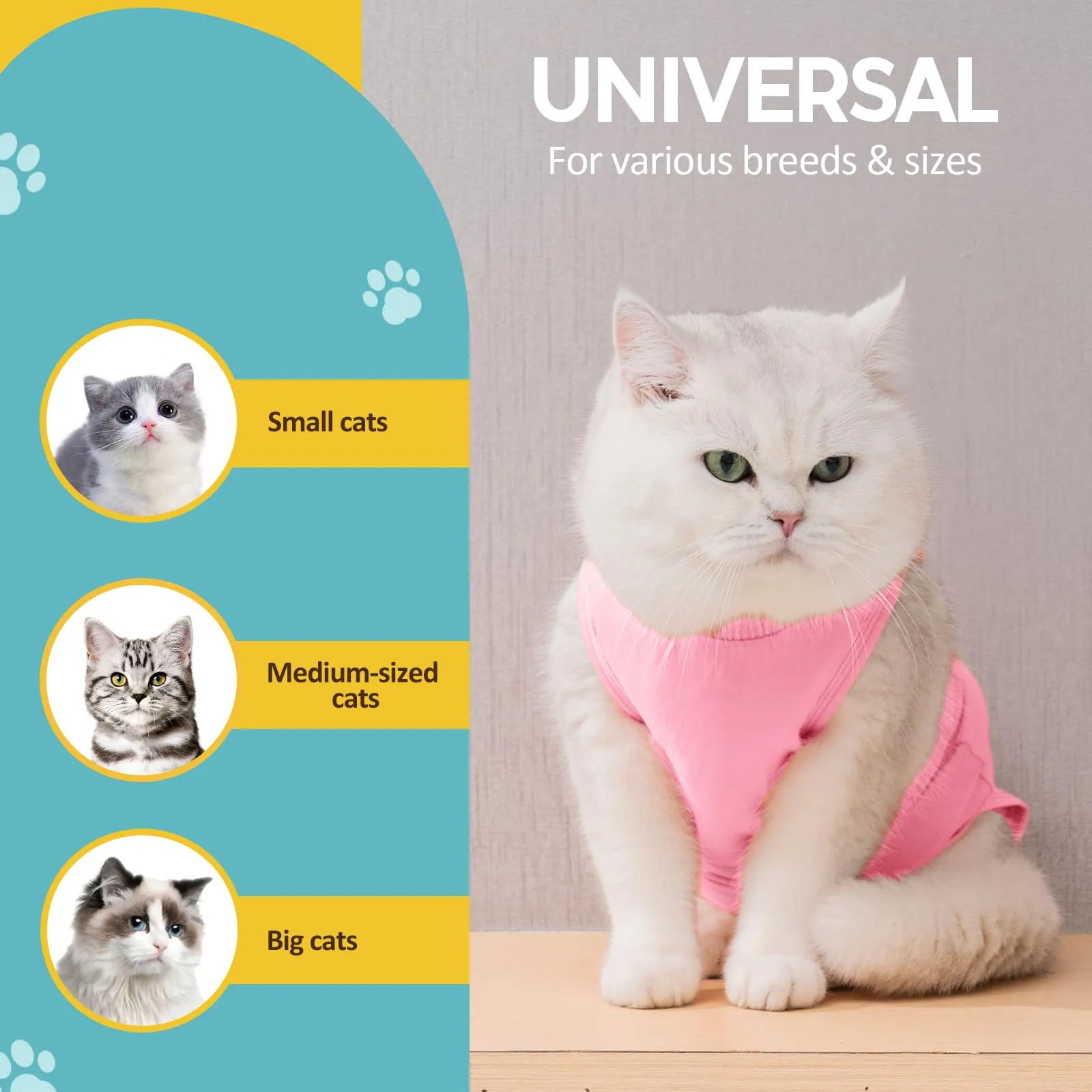 Avont Tuta da Recupero per Gatti, Body Gatto Post Operatorio Sterilizzazione, Cat Recovery Suit, Vestito Gatto per Impedire Leccare Ferita Addominale Dopo l'intervento Chirurgico –Rosa(L) - immagine 3