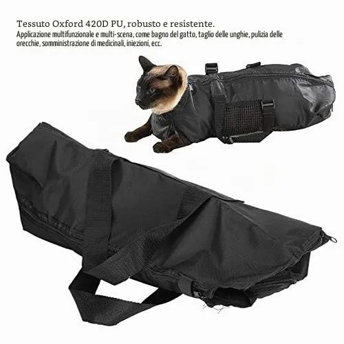 Ghzste Borsa per artiglio Nail Trimming Cat Grooming Bagno Restraint Bag No Scratch Pet Cat Lavaggio Doccia Bagno Bag - immagine 5