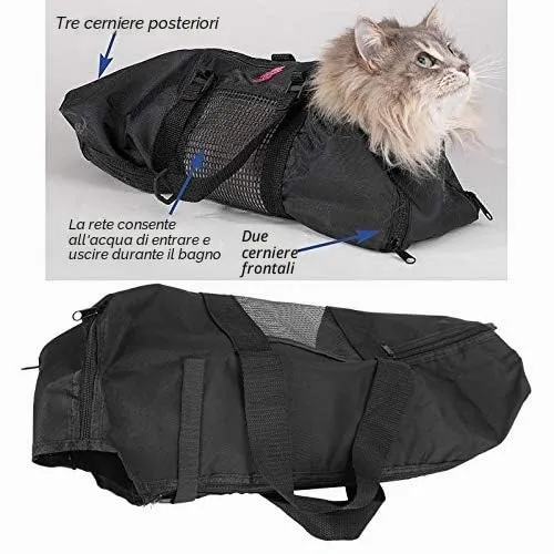 Ghzste Borsa per artiglio Nail Trimming Cat Grooming Bagno Restraint Bag No Scratch Pet Cat Lavaggio Doccia Bagno Bag - immagine 6