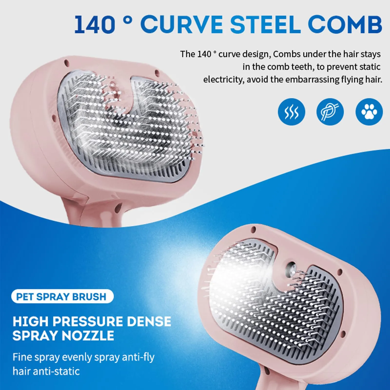 Steamy Cat Brush, 3 in 1 Spazzola a Vapore Per Gatti e Cani, Spazzola Elettrica per Pettine Massaggiante per Animali Domestici per massaggio,cura e depilazione - immagine 3