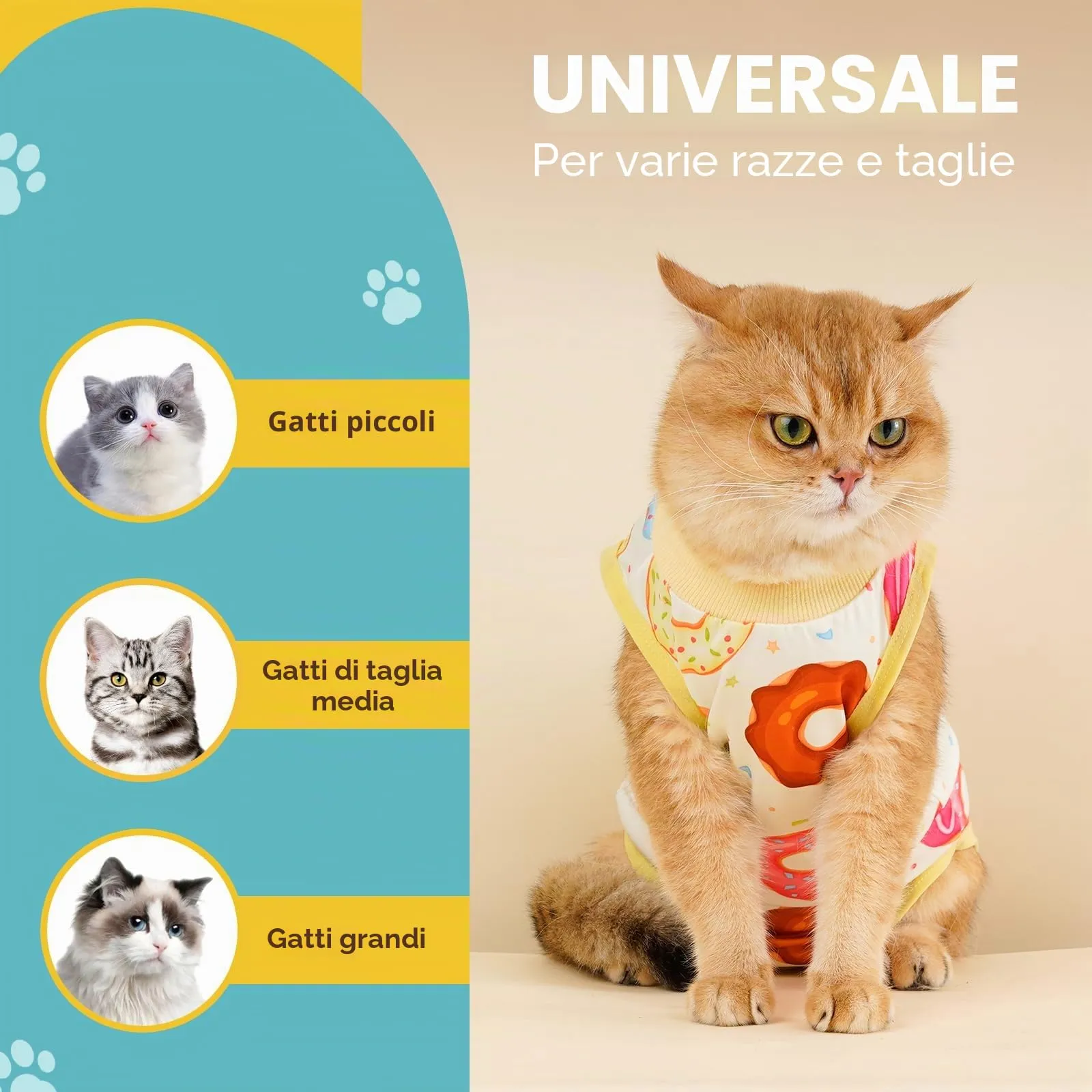Avont Body Post Operatorio Gatto, Tutina Gatto Post Operatori Sterilizzazione, Cat Recovery Suit per Impedire Leccare Ferita Addominale Dopo l'intervento Chirurgico -Ciambella(M) - immagine 6