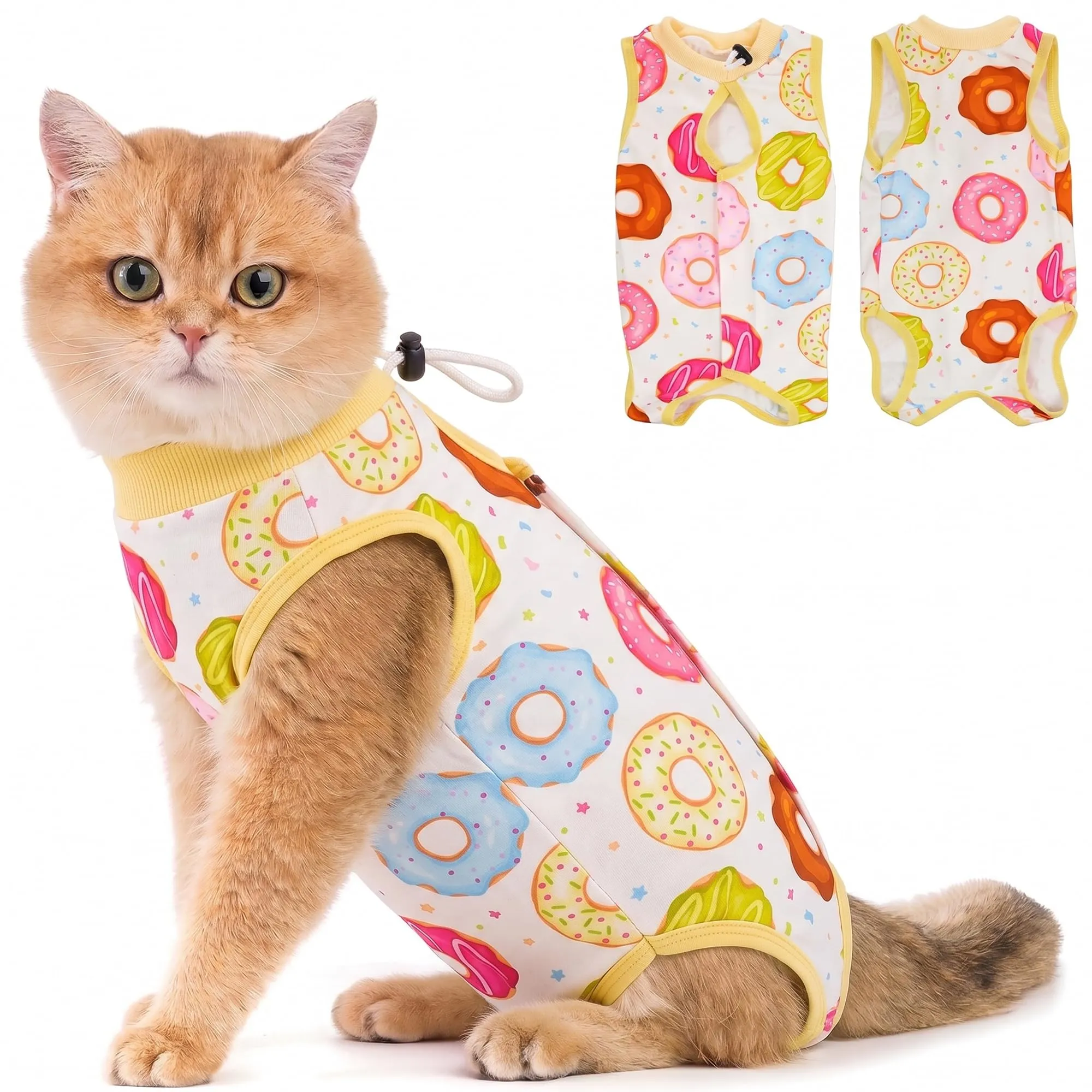 Avont Body Post Operatorio Gatto, Tutina Gatto Post Operatori Sterilizzazione, Cat Recovery Suit per Impedire Leccare Ferita Addominale Dopo l'intervento Chirurgico -Ciambella(MX) - immagine 1