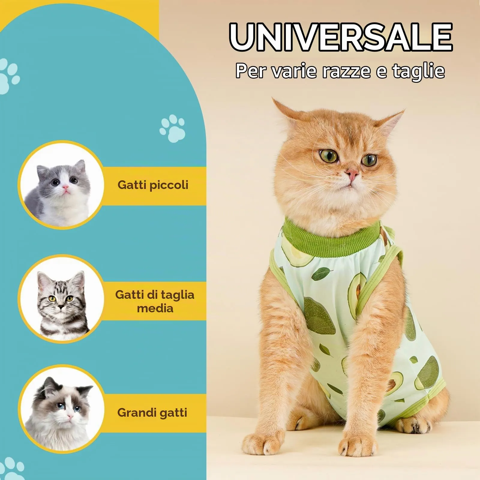Avont Body Post Operatorio Gatto, Tutina Gatto Post Operatori Sterilizzazione, Cat Recovery Suit per Impedire Leccare Ferita Addominale Dopo l'intervento Chirurgico -Avocado(M) - immagine 6