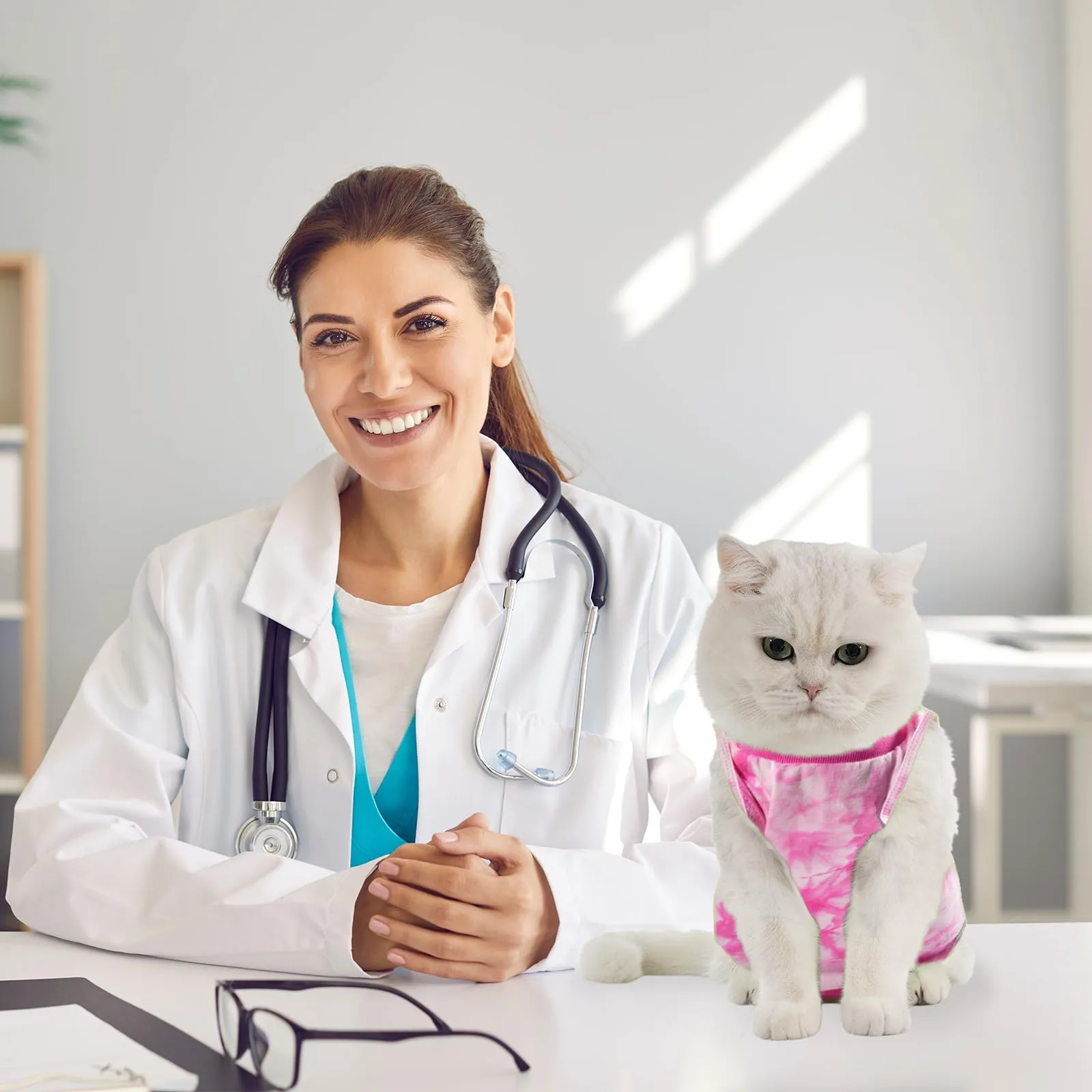 Avont Tuta da Recupero per Gatti, Body Gatto Post Operatorio Sterilizzazione, Cat Recovery Suit, Vestito Gatto per Impedire Leccare Ferita Addominale Dopo l'intervento Chirurgico –Rosa Tie-dye(S) - immagine 2