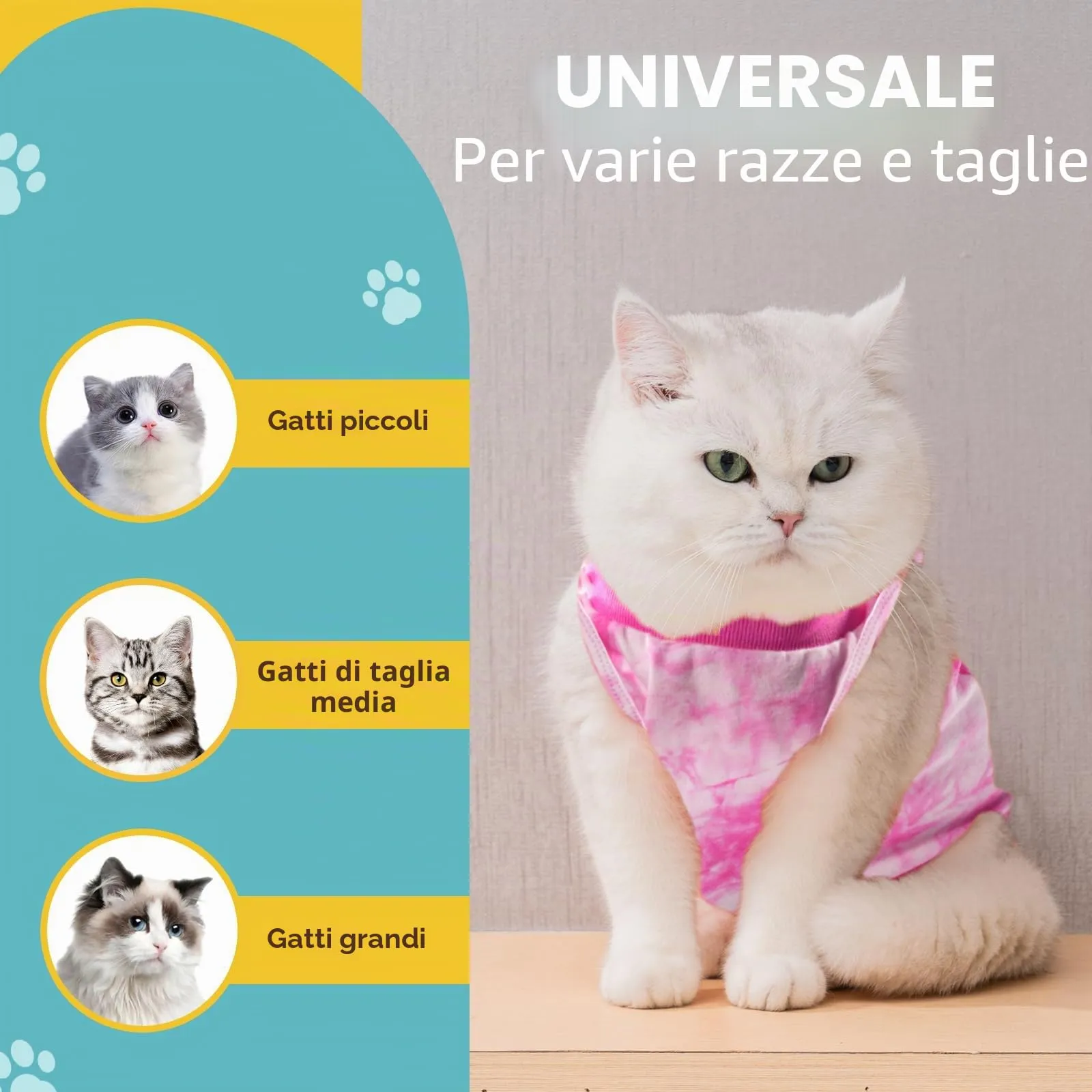 Avont Tuta da Recupero per Gatti, Body Gatto Post Operatorio Sterilizzazione, Cat Recovery Suit, Vestito Gatto per Impedire Leccare Ferita Addominale Dopo l'intervento Chirurgico –Rosa Tie-dye(S) - immagine 5