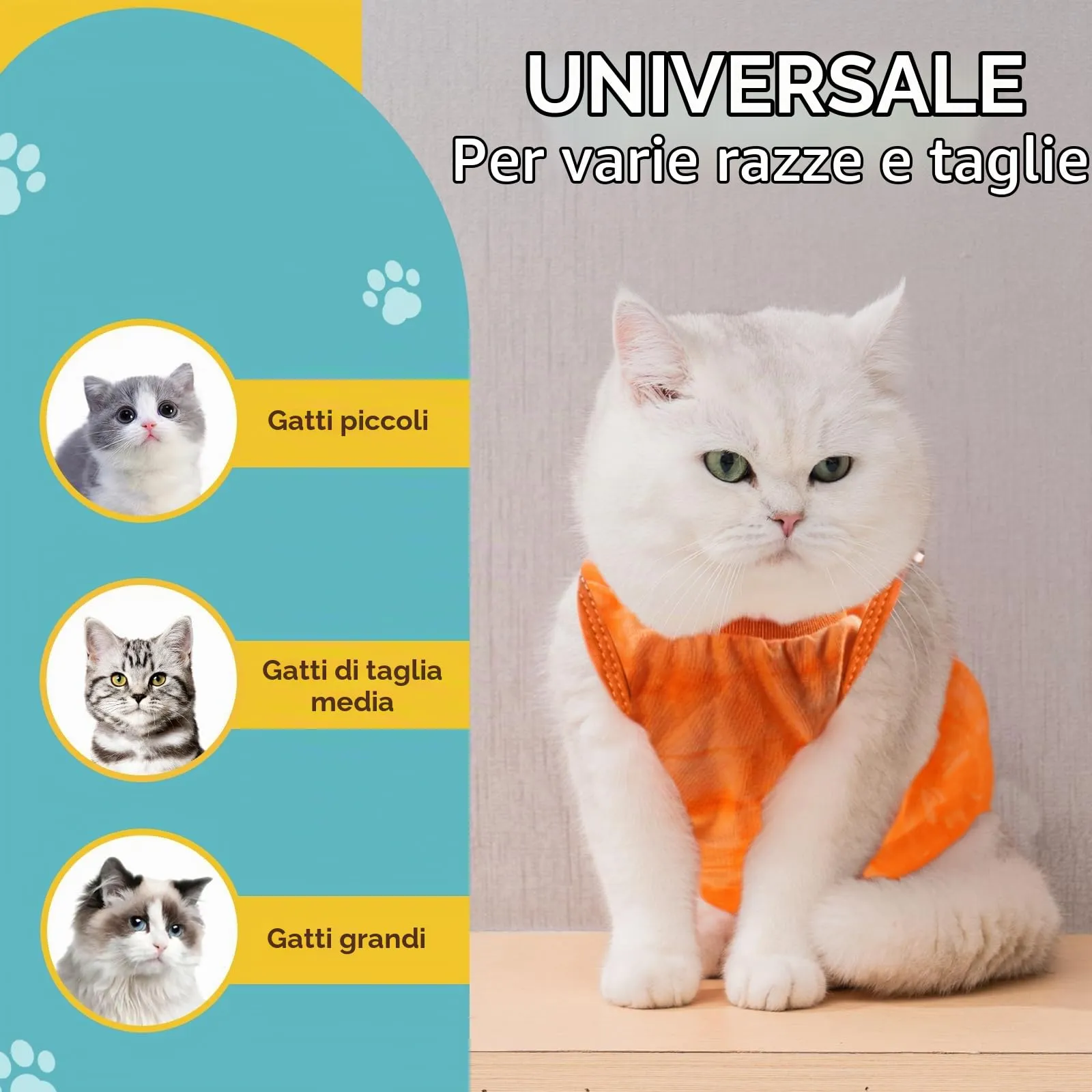 Avont Tuta da Recupero per Gatti, Body Gatto Post Operatorio Sterilizzazione, Cat Recovery Suit, Vestito Gatto per Impedire Leccare Ferita Addominale Dopo l'intervento Chirurgico –Arancio Tie-dye(M) - immagine 3