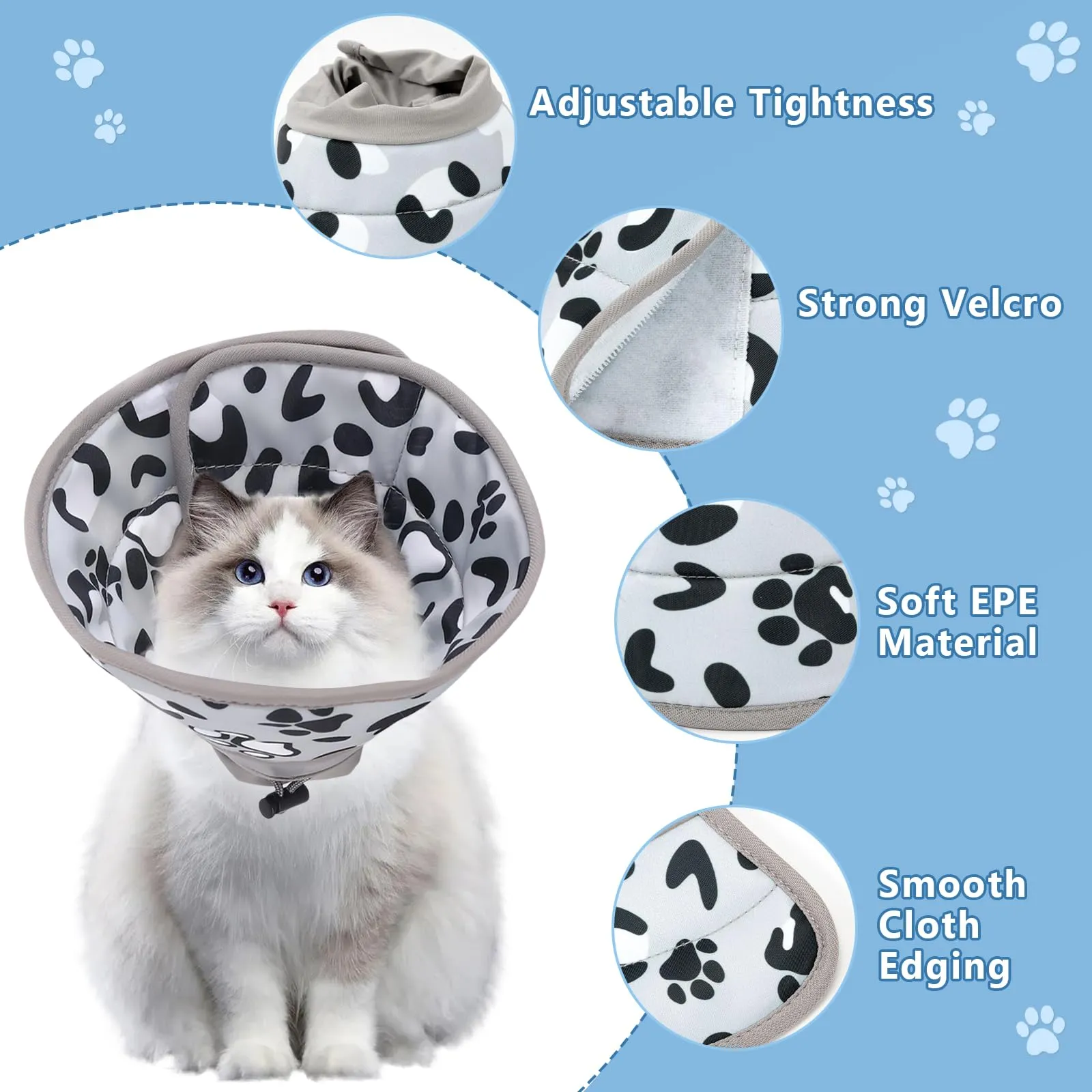 Diyxisk Collare Elisabettiano Gatto 9-11cm Collare Resistente Graffi e Morsi Collare Protettivo Gatto Materiale Cotone Regolabile Morbido Collare per Recupero Postoperatorio Dell'Animale - immagine 3