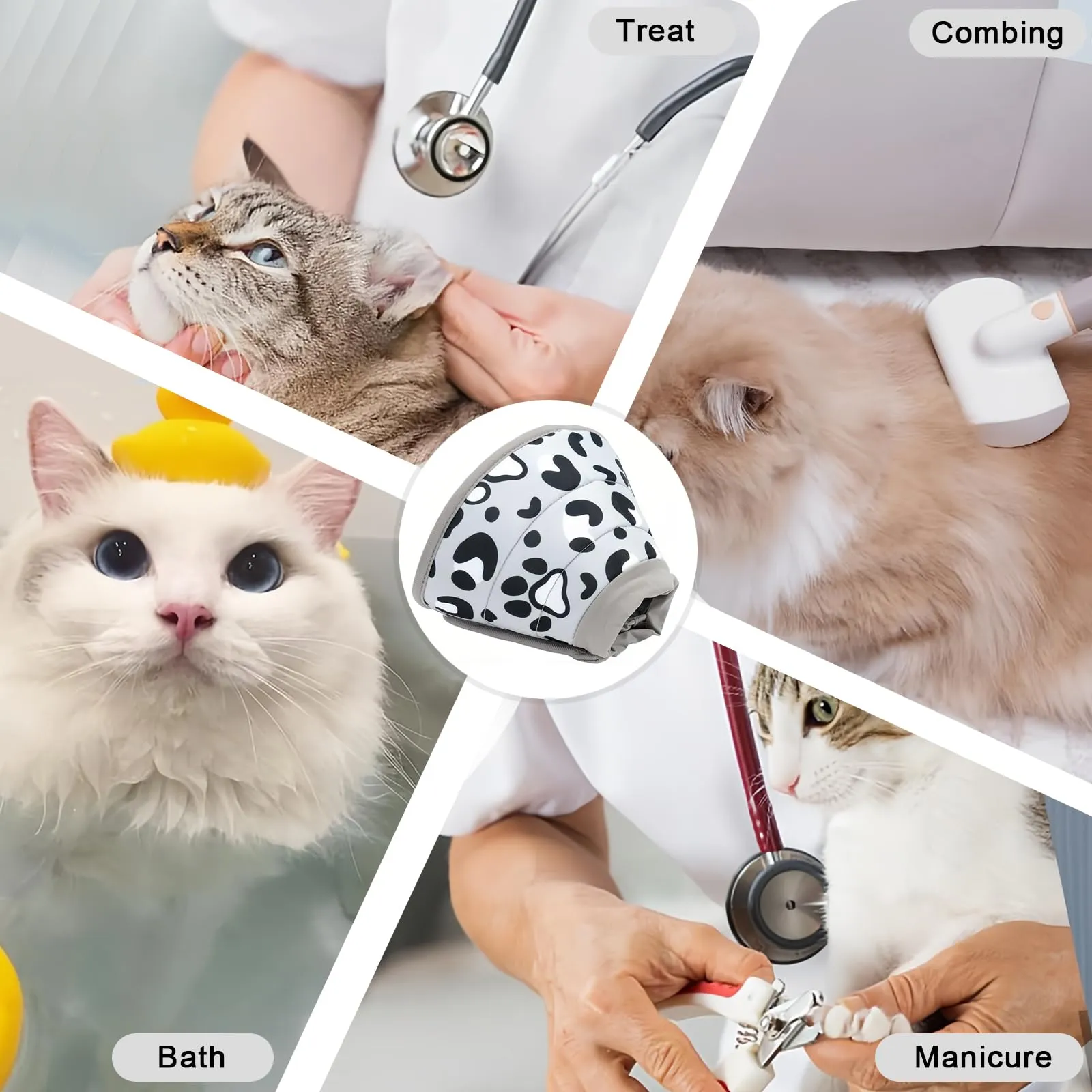 Diyxisk Collare Elisabettiano Gatto 9-11cm Collare Resistente Graffi e Morsi Collare Protettivo Gatto Materiale Cotone Regolabile Morbido Collare per Recupero Postoperatorio Dell'Animale - immagine 7