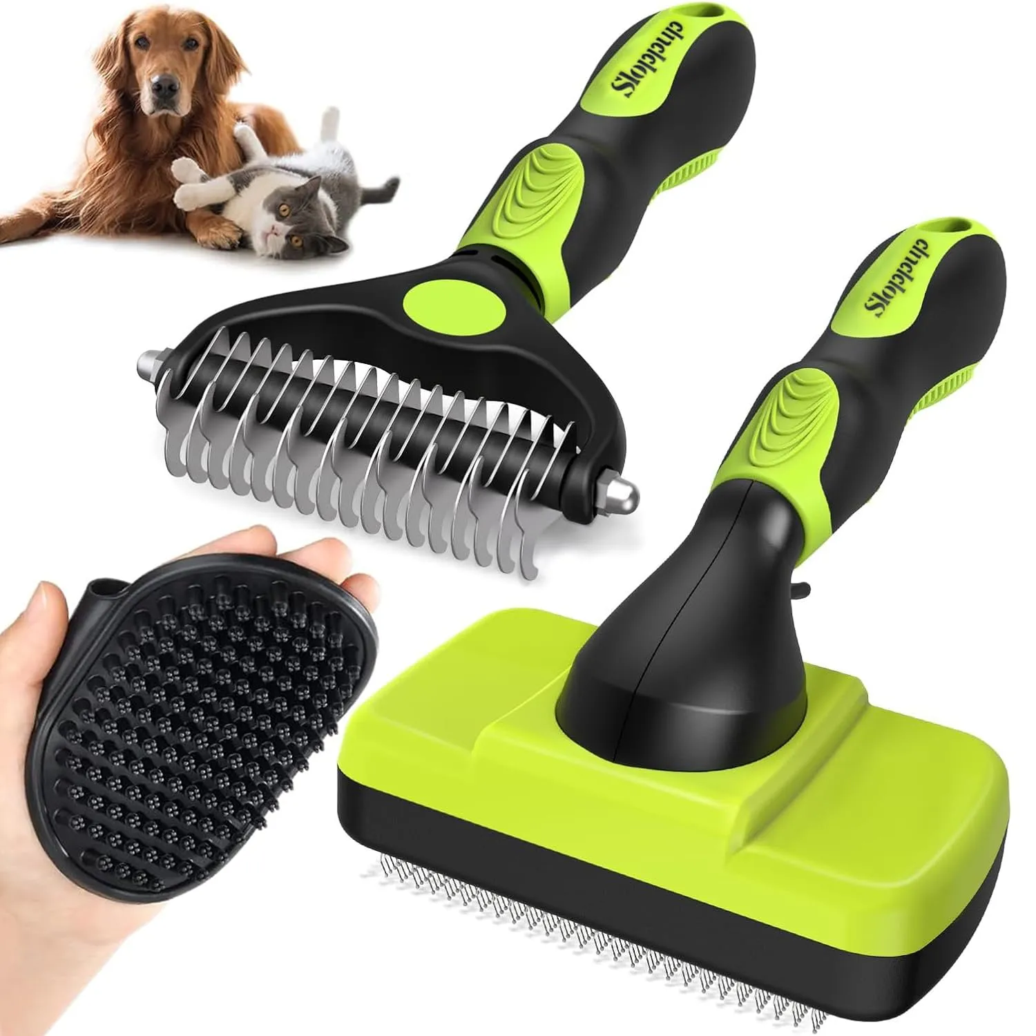 YSYONBOE Spazzola per Cani/Gatti Pelo Lungo e Pelo Corto, Autopulente Spazzola Morbida per Gatti, Cardatore per Cani e Gatti, Pettine a Rastrello a Doppio Lato per Rimuovere i peli, Pettinare Grovigli - immagine 1