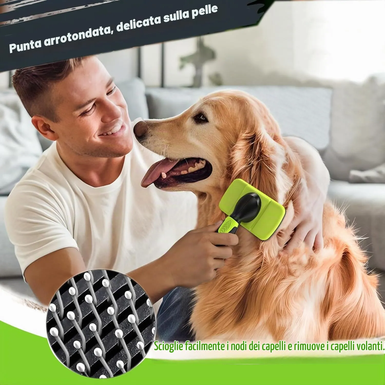 YSYONBOE Spazzola per Cani/Gatti Pelo Lungo e Pelo Corto, Autopulente Spazzola Morbida per Gatti, Cardatore per Cani e Gatti, Pettine a Rastrello a Doppio Lato per Rimuovere i peli, Pettinare Grovigli - immagine 4