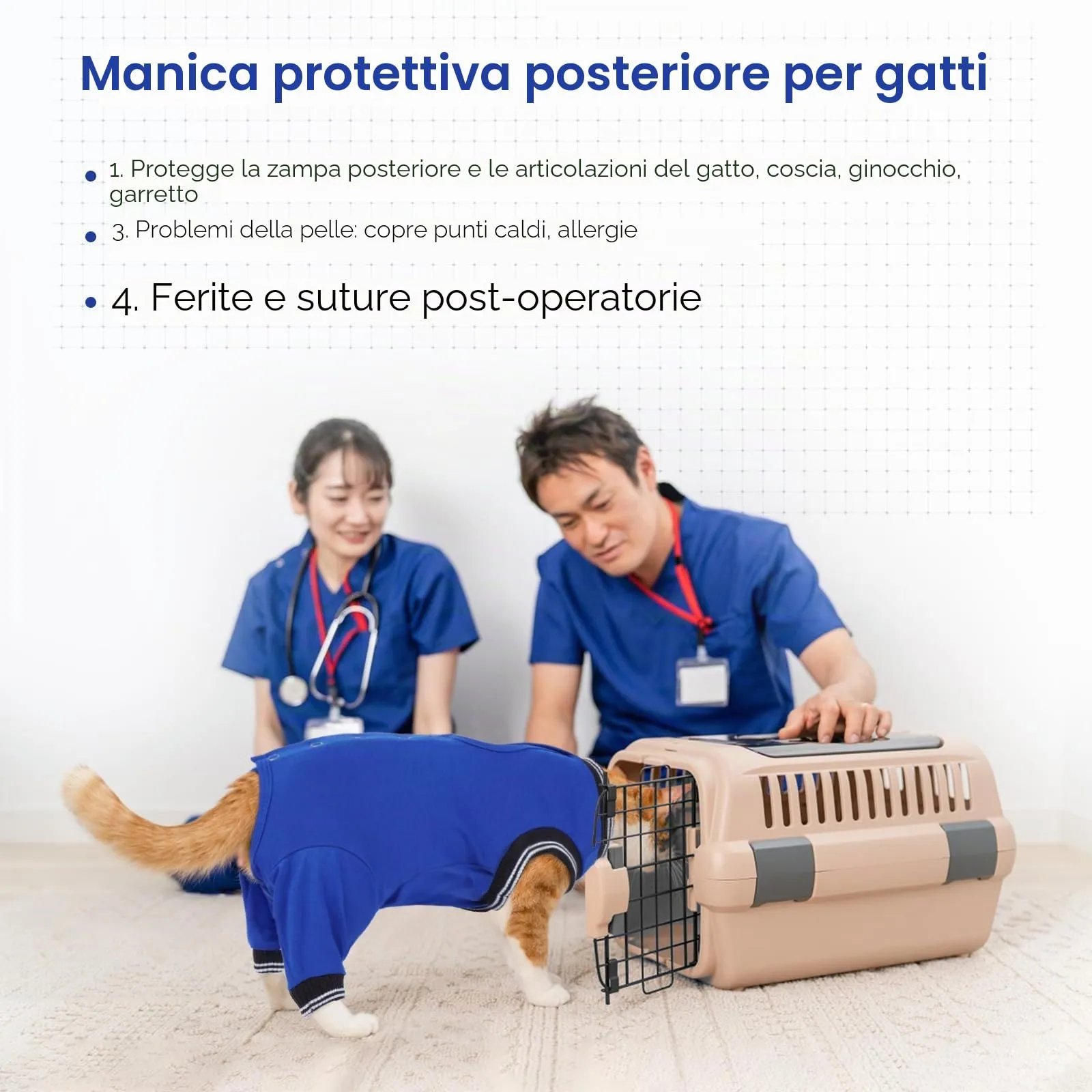 PUMYPOREITY Body Gatto Post Operatorio Sterilizzazione, Tuta per Recupero Gatto Tutina Cane Post Operatoria Sterilizzazione(Blu Reale, XL) - immagine 5
