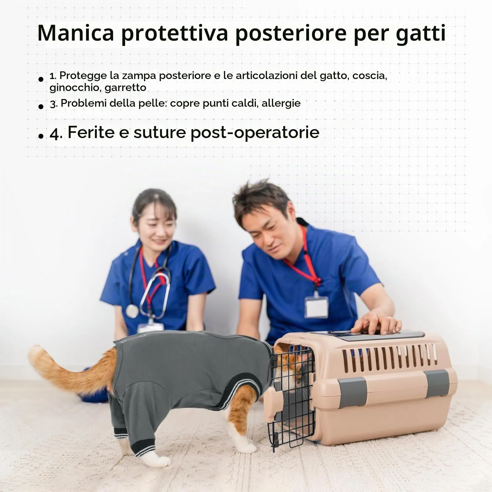 PUMYPOREITY Tuta da recupero per gatti, gilet chirurgico per gattini, grigio, S - immagine 5