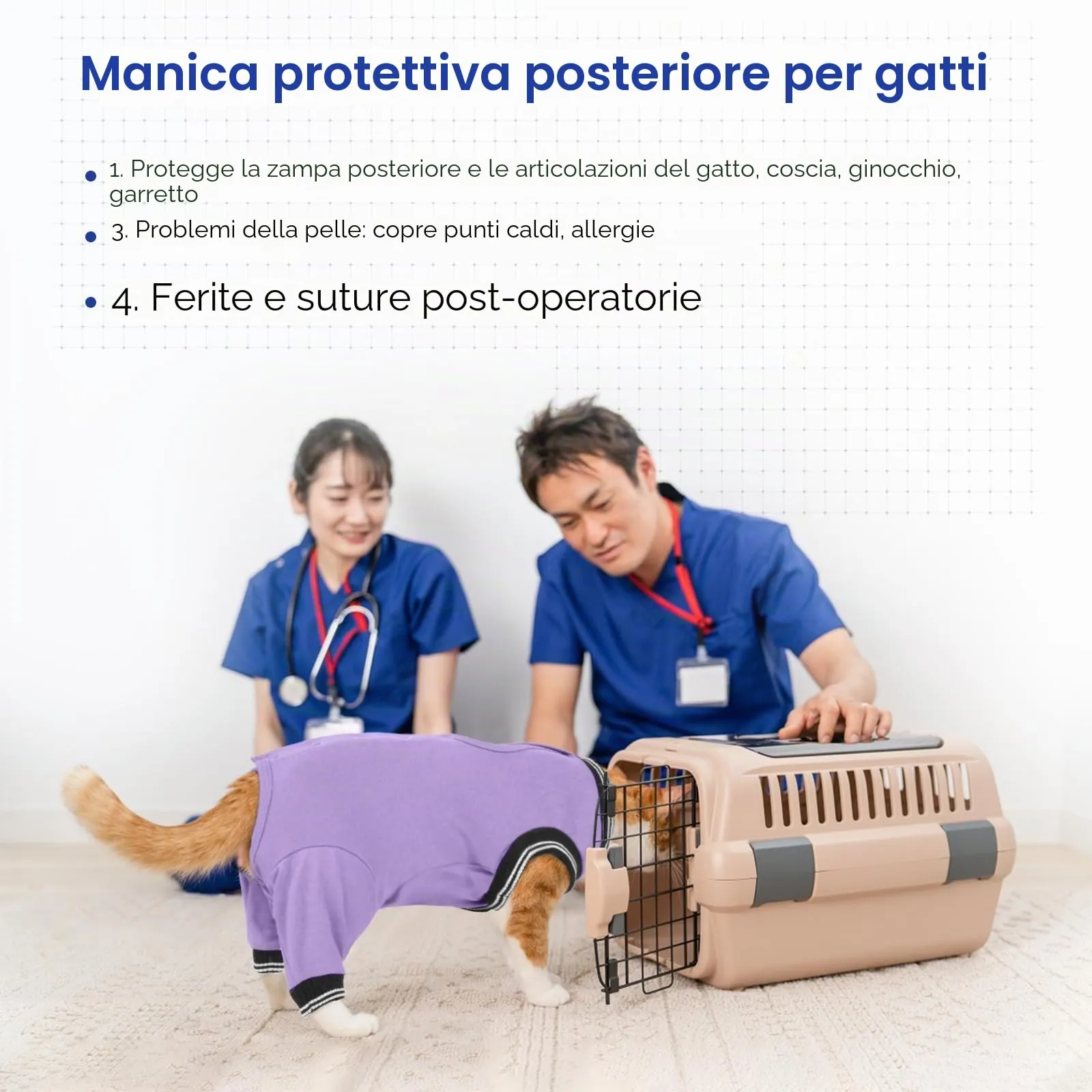 PUMYPOREITY Body per Gatto, Tutina Post Operatoria Sterilizzata Tuta Post Operatoria Gatti Femmina Manica per Gambe Posteriori Gatto Protettore per Zampe Gatti(Viola, M) - immagine 5