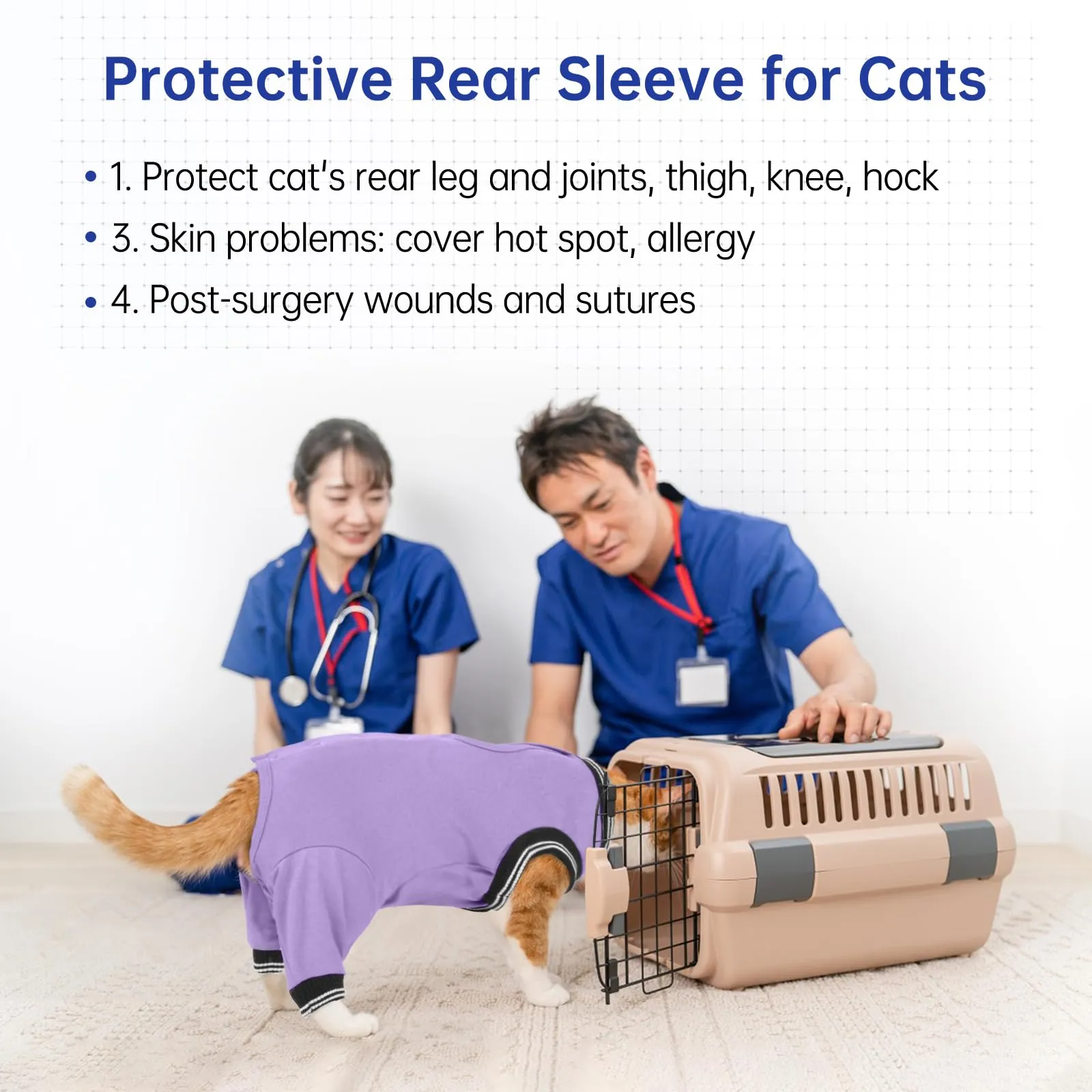 PUMYPOREITY Body Gatto Post Operatorio Sterilizzazione, Tuta per Recupero Gatti Tutina Cane Post Operatoria Sterilizzazione(Viola, XL) - immagine 5