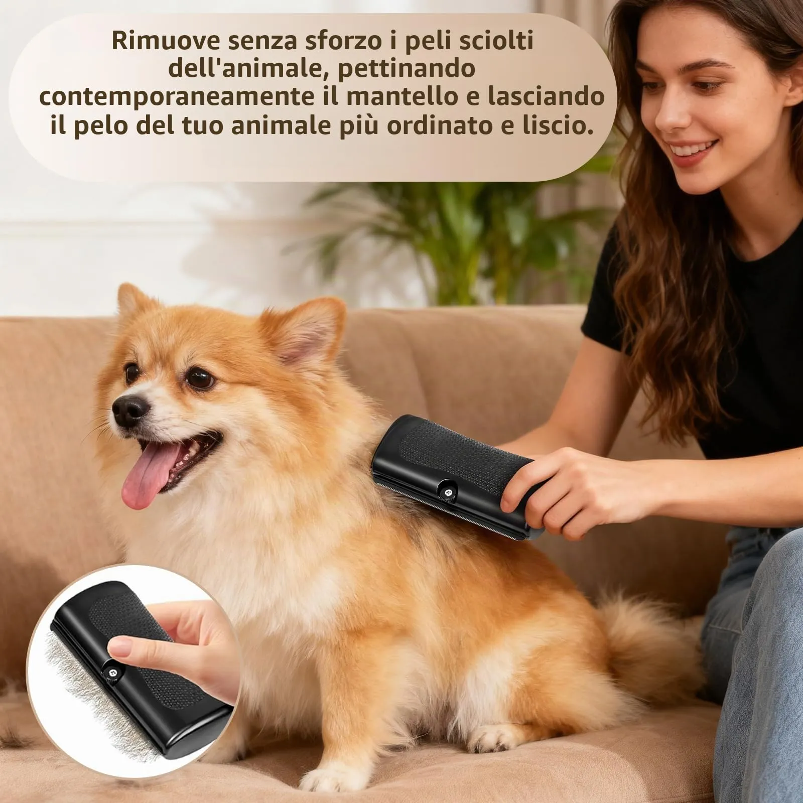 Spazzola Per Cani e Gatti, Spazzola Per La Cura Degli Animali Domestici, Pettine Per Animali A Pelo, Pettine Cane Pelo, Slanatore Gatti Pelo, 1 Pezzi - immagine 4