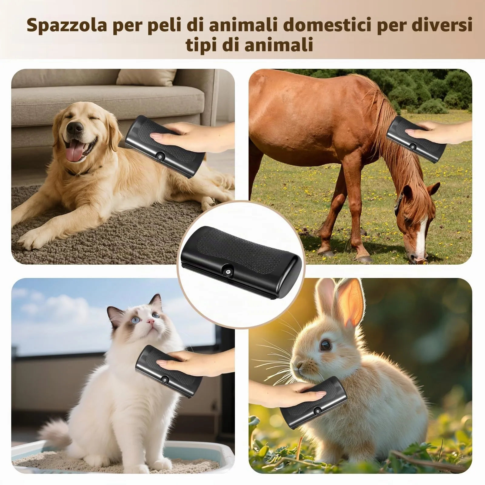 Spazzola Per Cani e Gatti, Spazzola Per La Cura Degli Animali Domestici, Pettine Per Animali A Pelo, Pettine Cane Pelo, Slanatore Gatti Pelo, 1 Pezzi - immagine 5