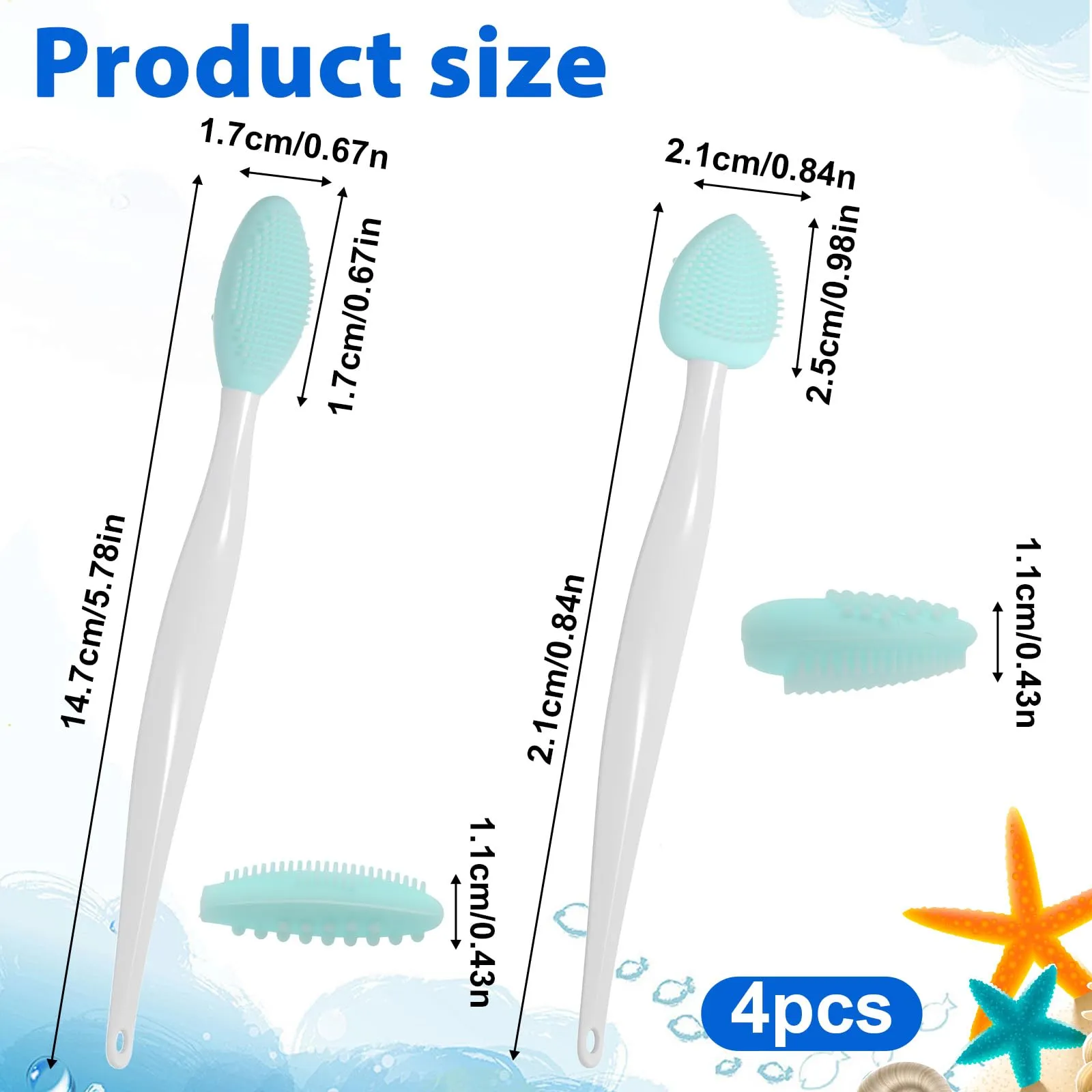 LIQWEI 4 spazzole esfolianti per gatti con setole nere in morbido silicone double-face, spazzole per la toelettatura del mento, acne e pulizia del mento del gatto - immagine 6