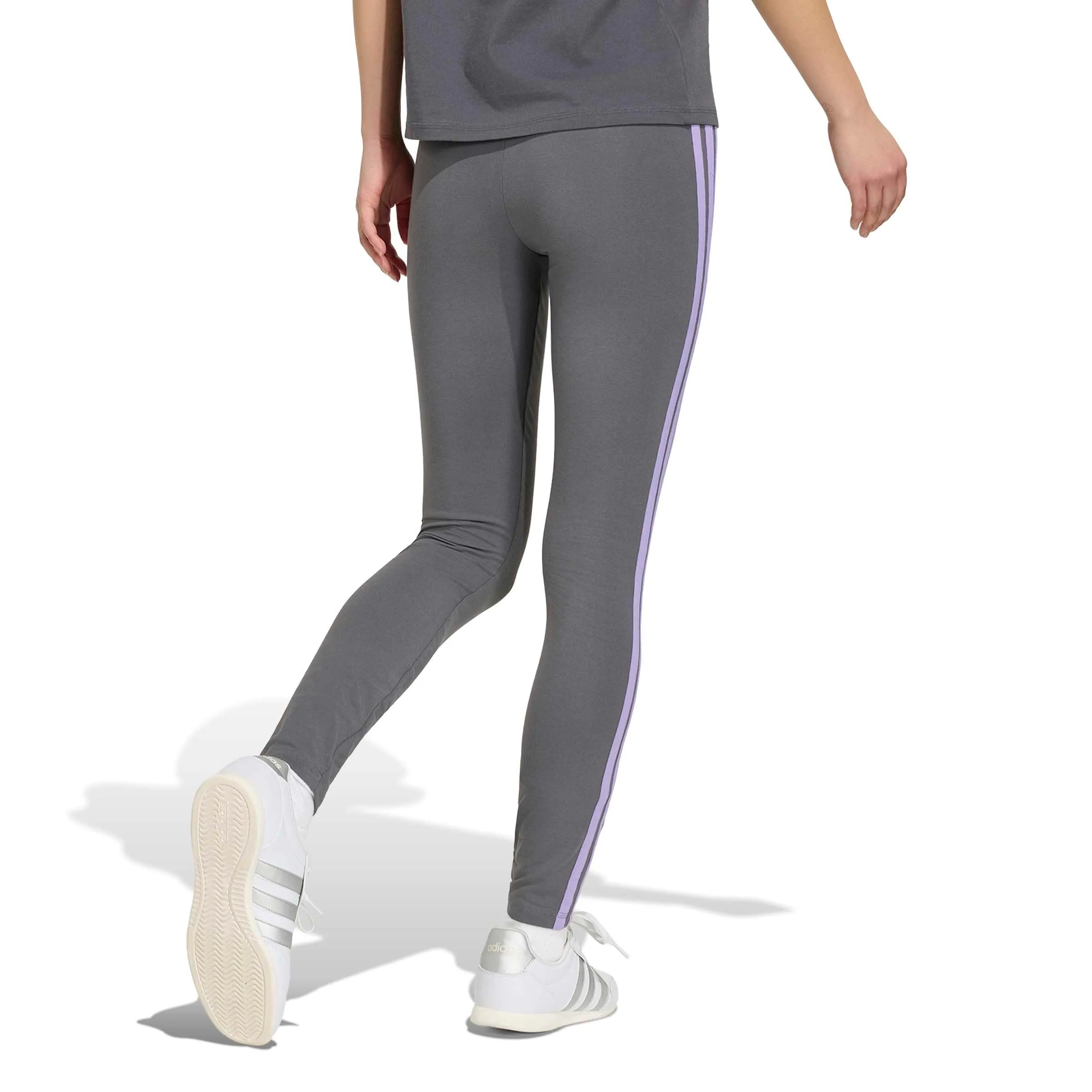 adidas Women's Essentials 3-Stripes Cotton Leggings Grey Five/Magic Lilac XS XS - immagine 2