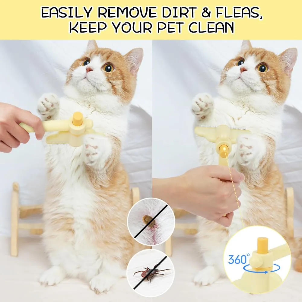 OFFCUP Ruotabile Pettine Animali Domestici Cani Gatti, Acciaio Inox - immagine 6