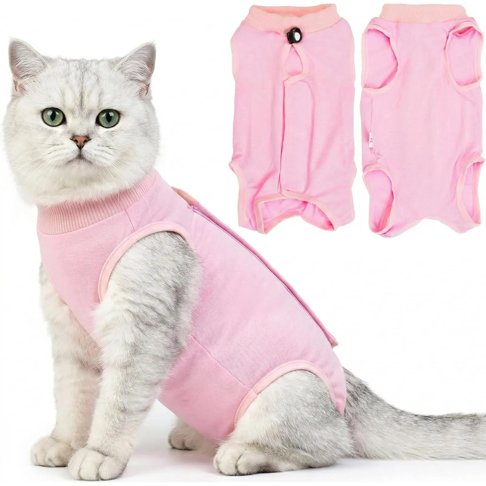 JYXNU Tuta da Recupero per Gatti, Body Gatto Post Operatorio Sterilizzazione, Cat Recovery Suit Vestito Gatto per Impedire Leccare Ferita Addominale Dopo l'intervento Chirurgico(M,Rosa) - immagine 1