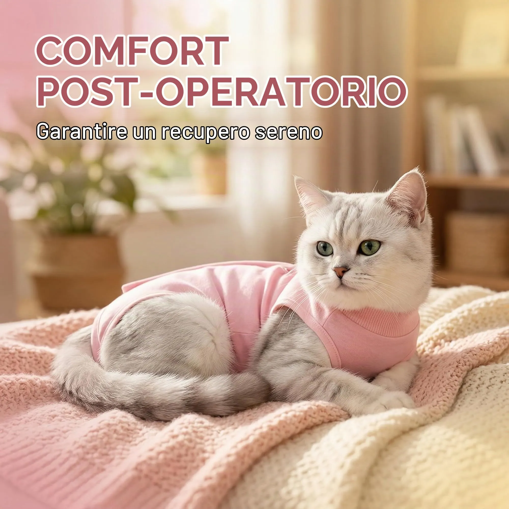 JYXNU Tuta da Recupero per Gatti, Body Gatto Post Operatorio Sterilizzazione, Cat Recovery Suit Vestito Gatto per Impedire Leccare Ferita Addominale Dopo l'intervento Chirurgico(M,Rosa) - immagine 2