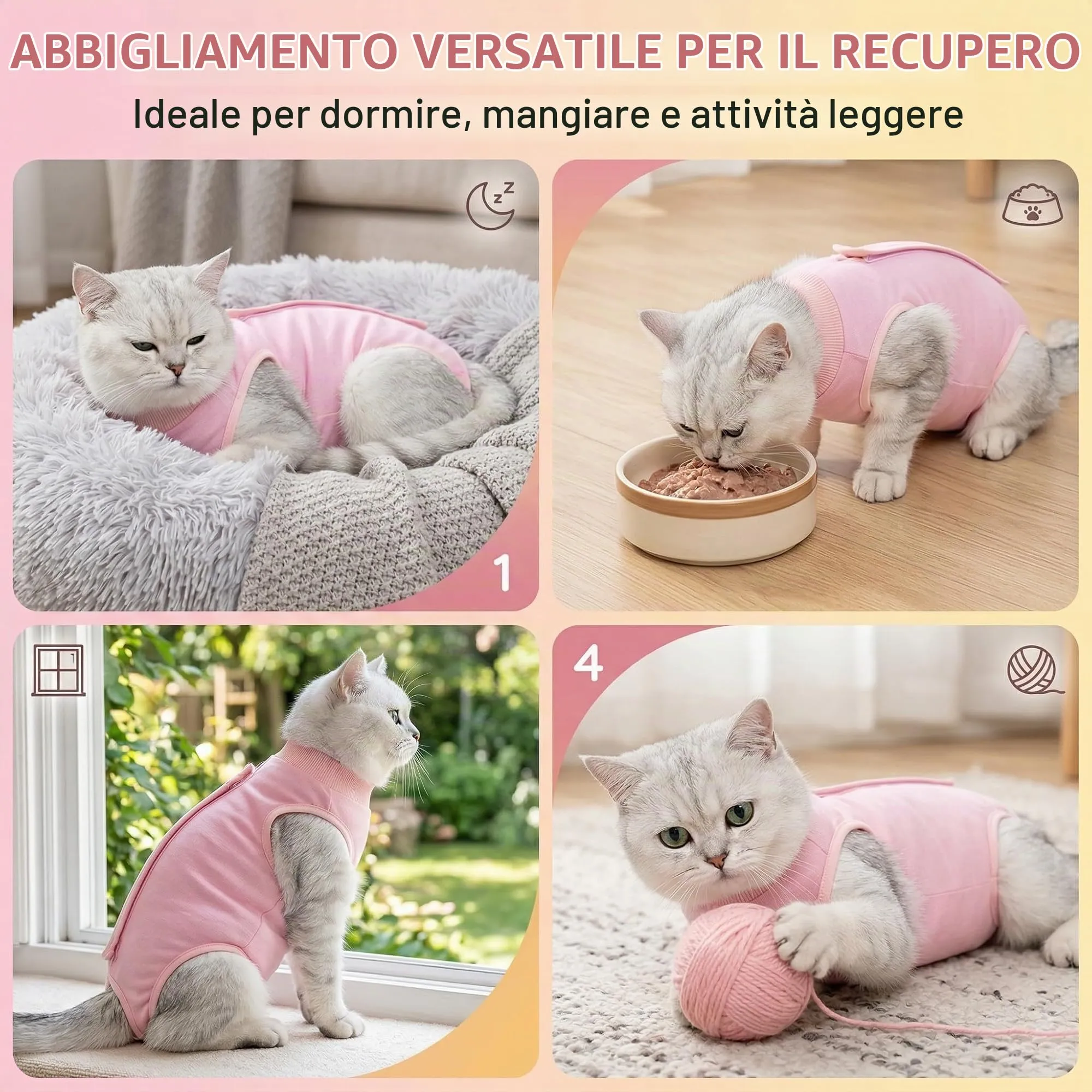 JYXNU Tuta da Recupero per Gatti, Body Gatto Post Operatorio Sterilizzazione, Cat Recovery Suit Vestito Gatto per Impedire Leccare Ferita Addominale Dopo l'intervento Chirurgico(M,Rosa) - immagine 4