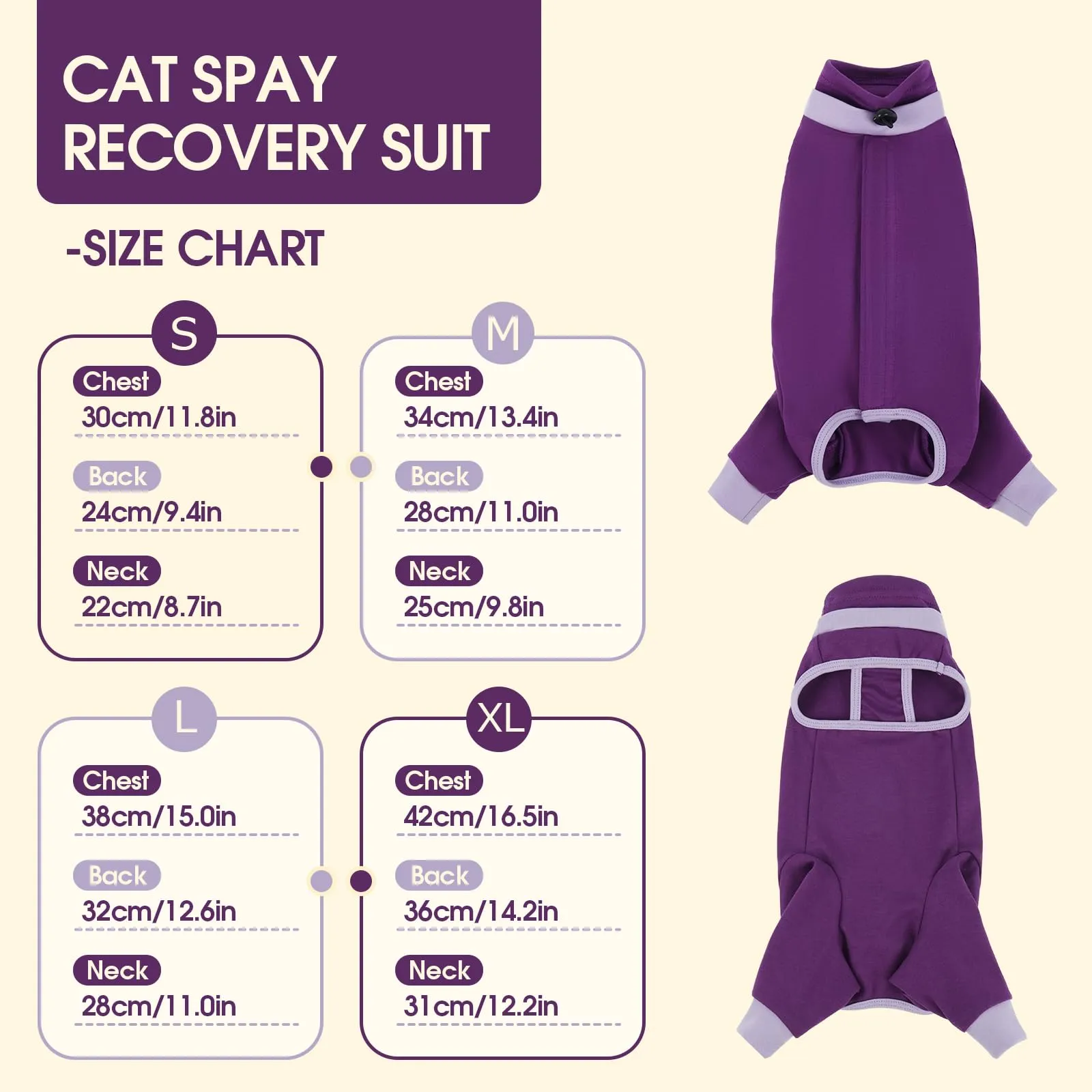 Hjyokuso Tuta chirurgica per il recupero del gatto, copertura completa delle zampe posteriori del gatto, alternativa al cono, collo con coulisse, anti fuga, smette di leccare e graffiare, adatta per - immagine 2