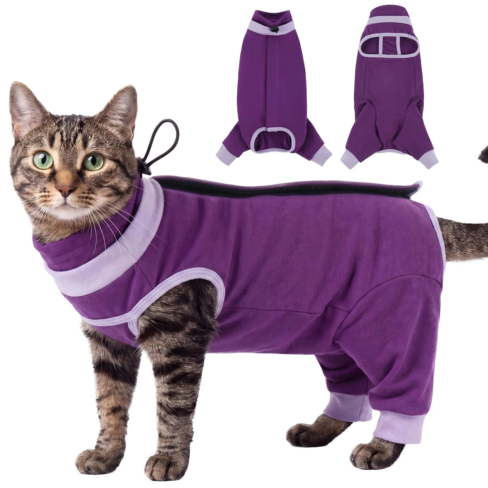 Hjyokuso Combinazione post-operatoria chirurgica per gatto - Copertura completa della zampa posteriore - Alternativa conica - Allacciatura al collo - Anti-fuga - Impedisce il leccamento e i graffì - immagine 1