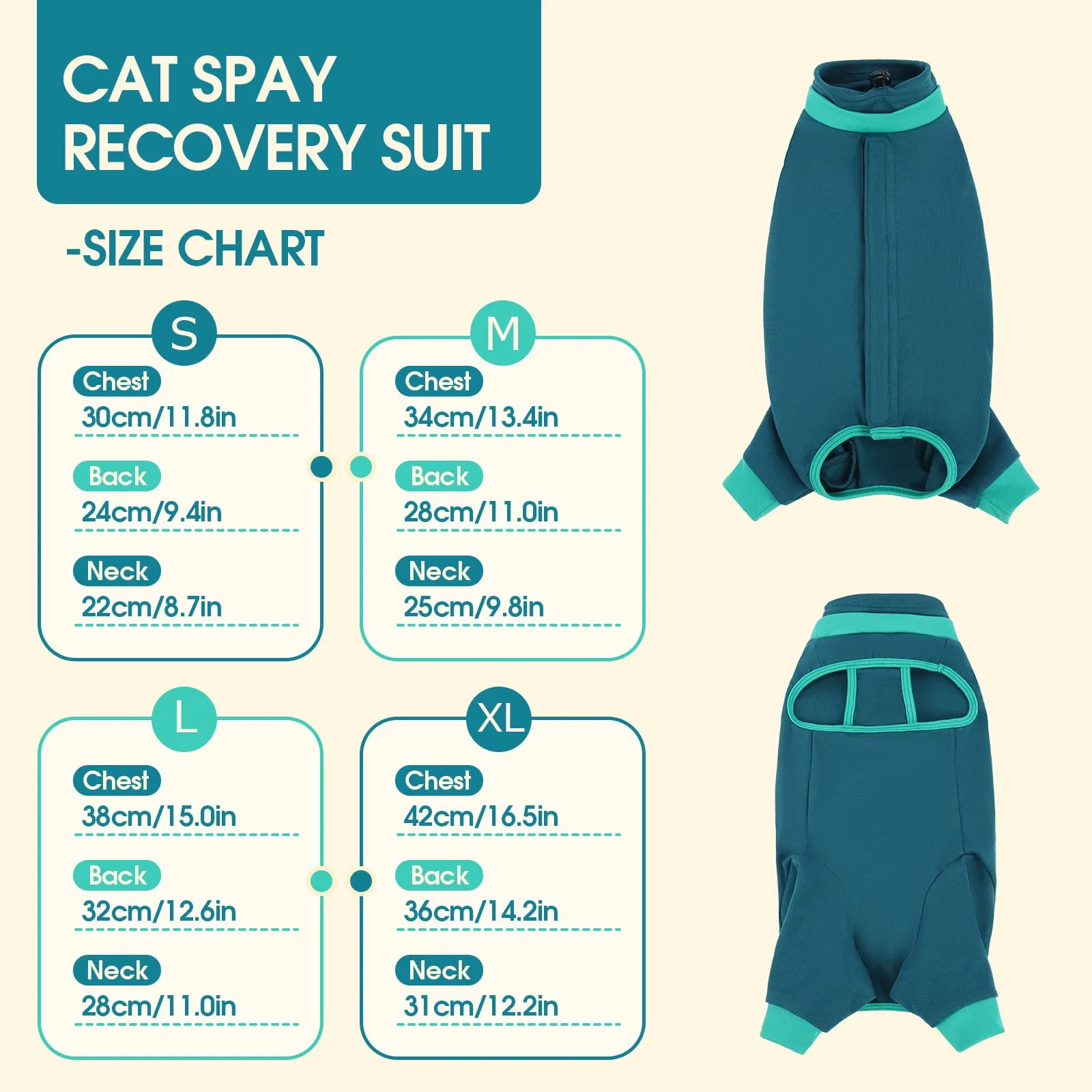 Hjyokuso Tuta post-operatoria chirurgica per gatto - Copertura completa della zampa posteriore - Alternativa conica - Allacciatura al collo - Anti-fuga - Previene il leccaggio e il graffio - immagine 2