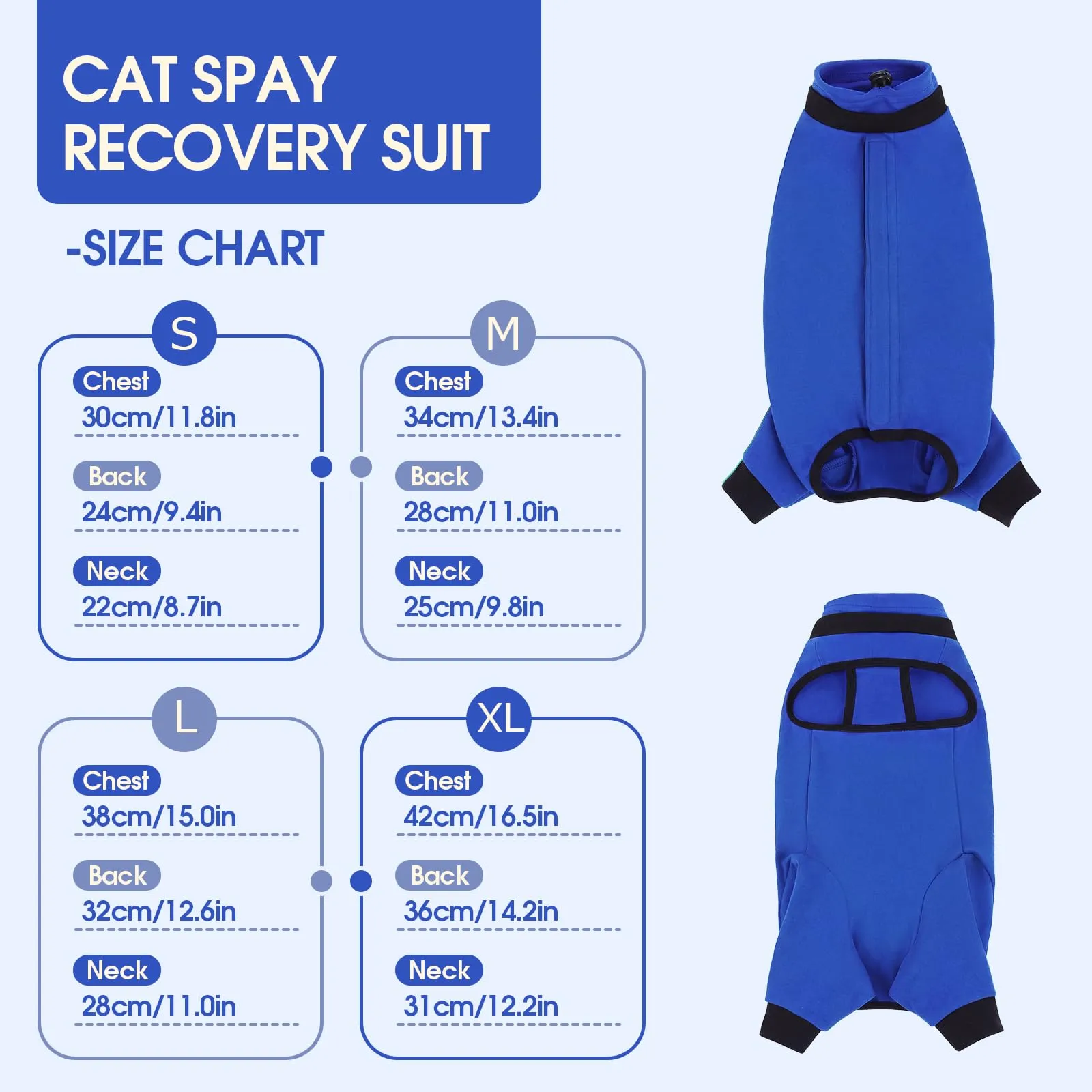 Body per gatto dopo operazione, per gatto, con copertura completa delle zampe posteriori, con chiusura a coulisse regolabile, protezione contro le fuoriuscite per la cura delle ferite - immagine 3