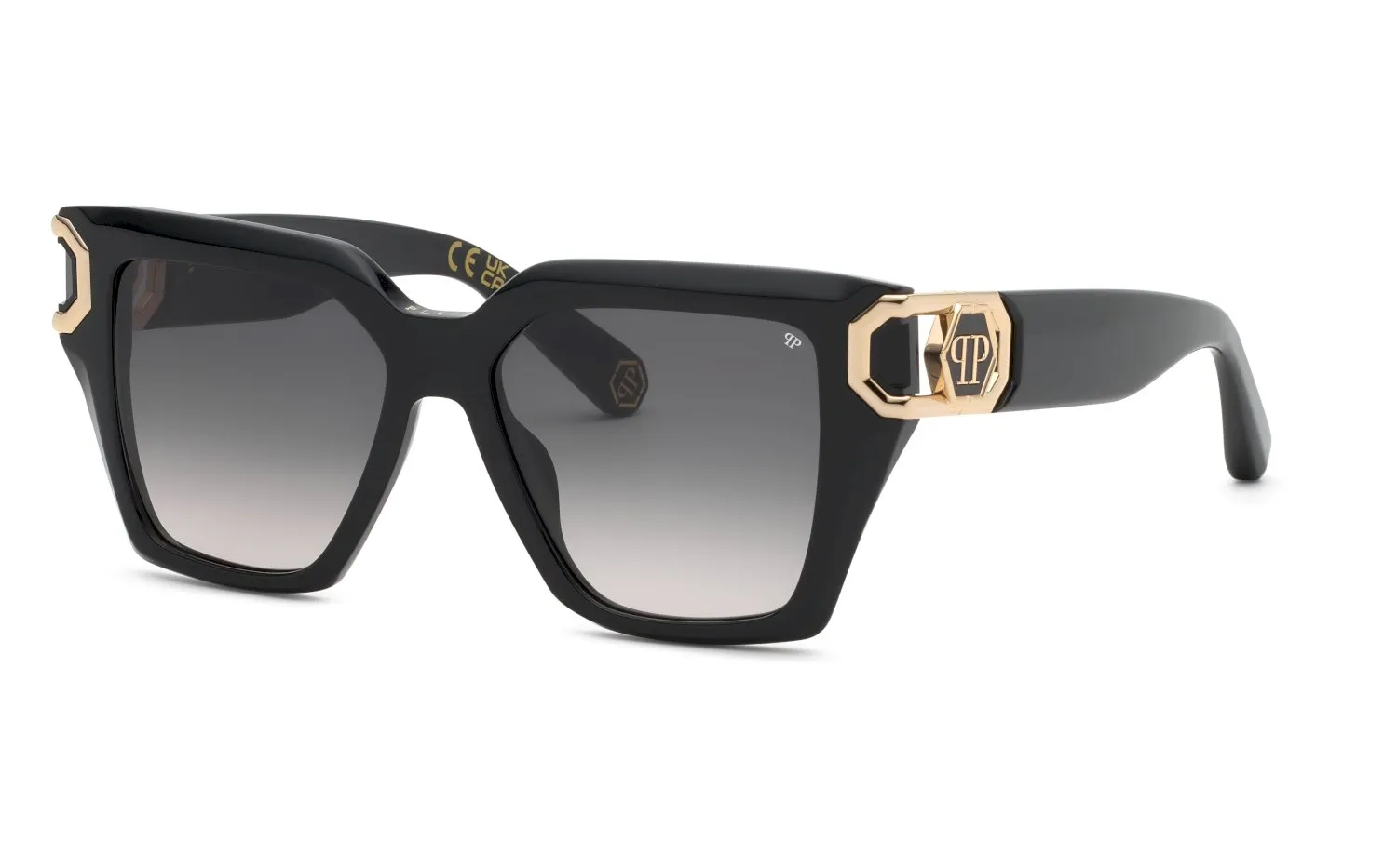 Philipp Plein SPP213M PLEIN HERA 700 Occhiali da sole Acetato Nero Fumo Squadrata Normale Sfumato - immagine 1