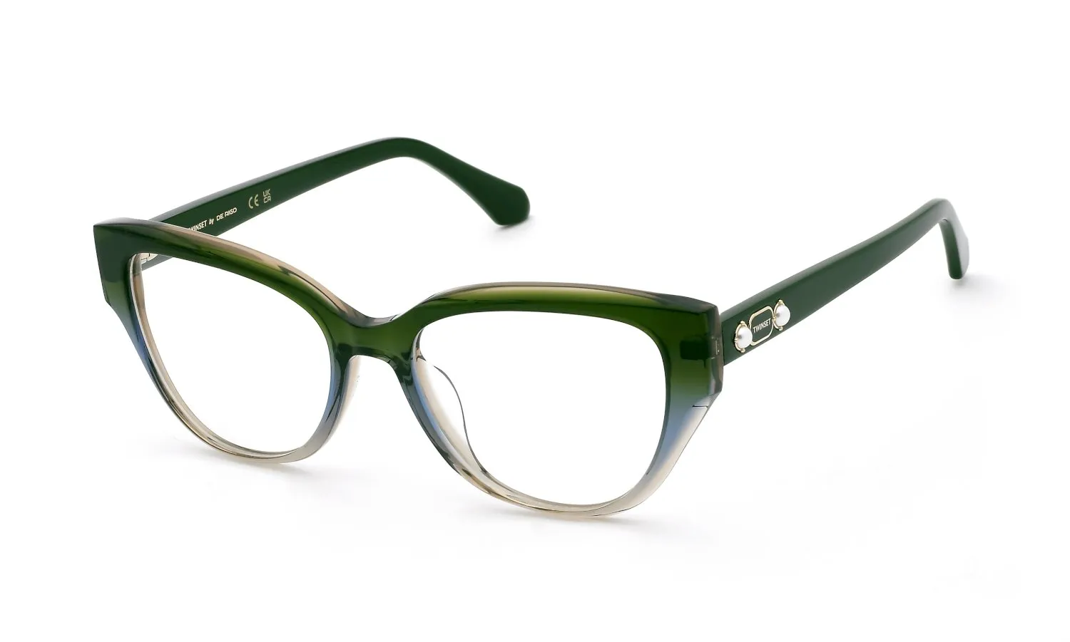 Twinset VTW123 0C44 Montature da vista Acetato Verde Farfalla - immagine 1