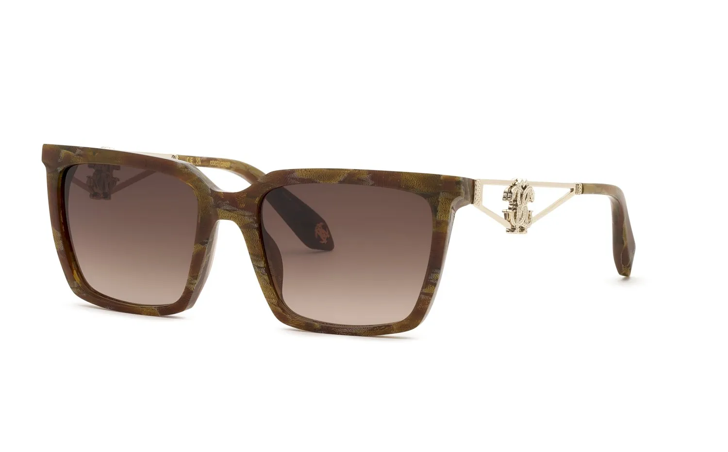 Roberto Cavalli SRC157M AMSK Occhiali da sole Acetato Havana Marrone Squadrata Normale Sfumato - immagine 1