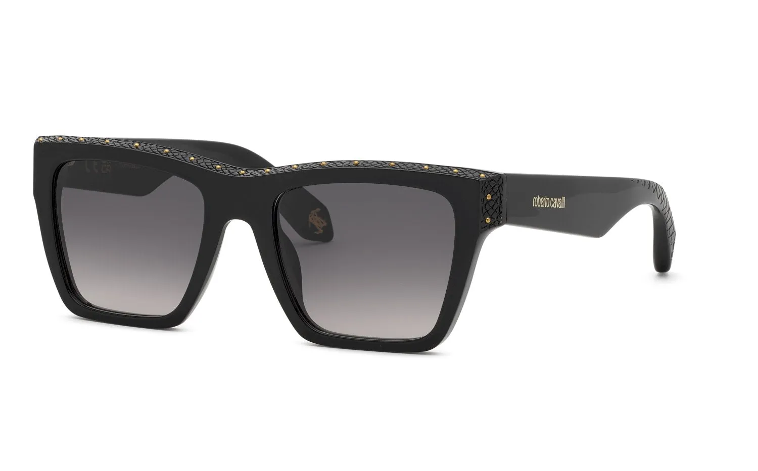 Roberto Cavalli SRC155V 700Y Occhiali da sole Acetato Nero Fumo Squadrata Normale Sfumato - immagine 1