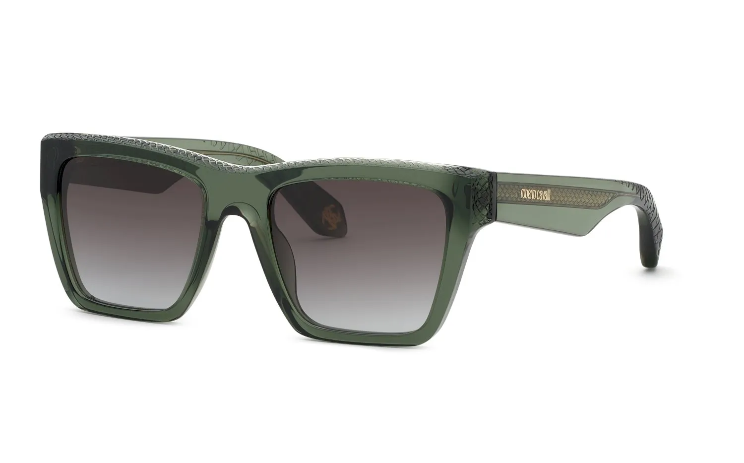 Roberto Cavalli SRC155M 07TH Occhiali da sole Acetato Verde Fumo Squadrata Normale Sfumato - immagine 1