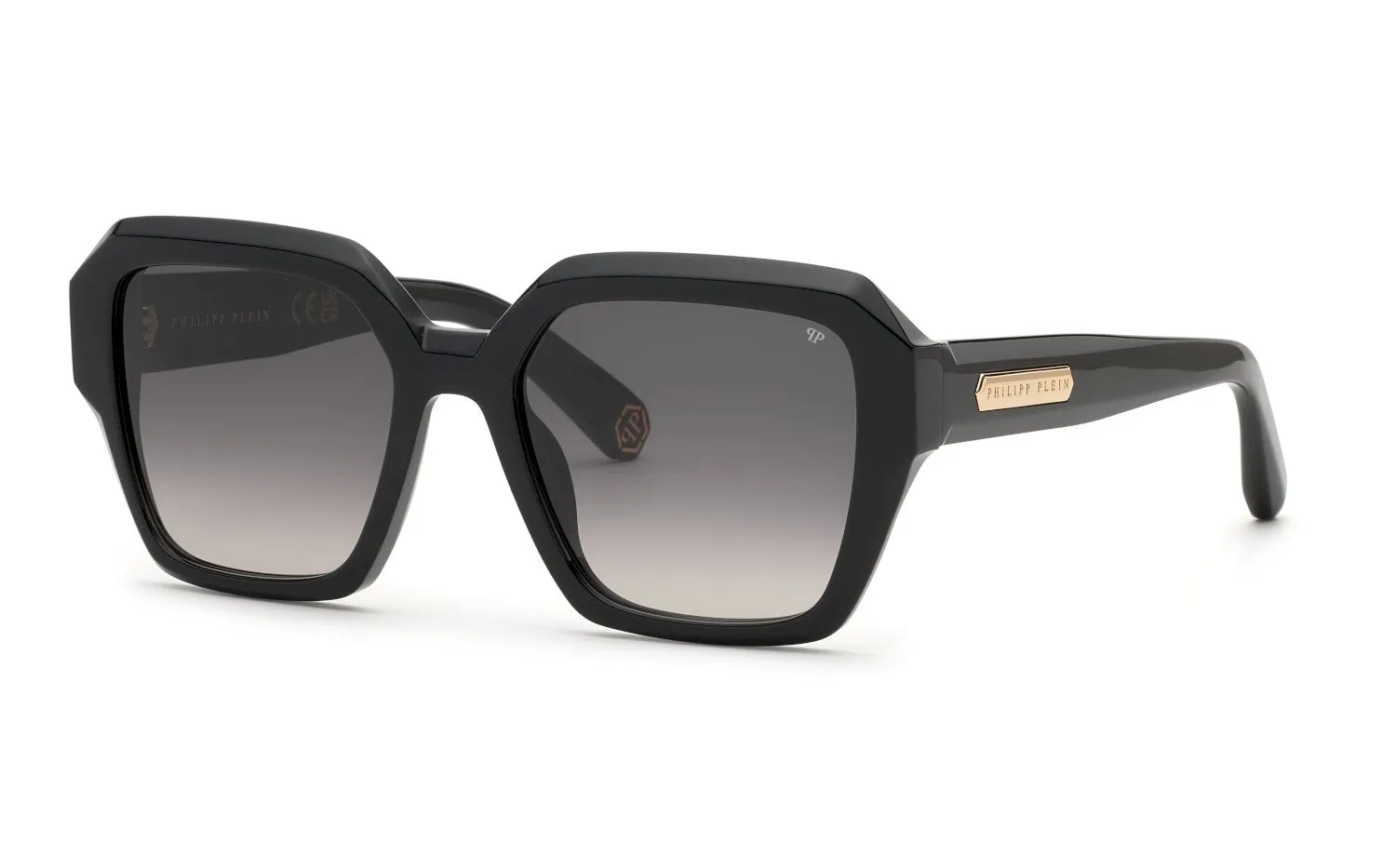 Philipp Plein SPP216M PLEIN PURE 700 Occhiali da sole Acetato Nero Fumo Squadrata Normale Sfumato - immagine 1
