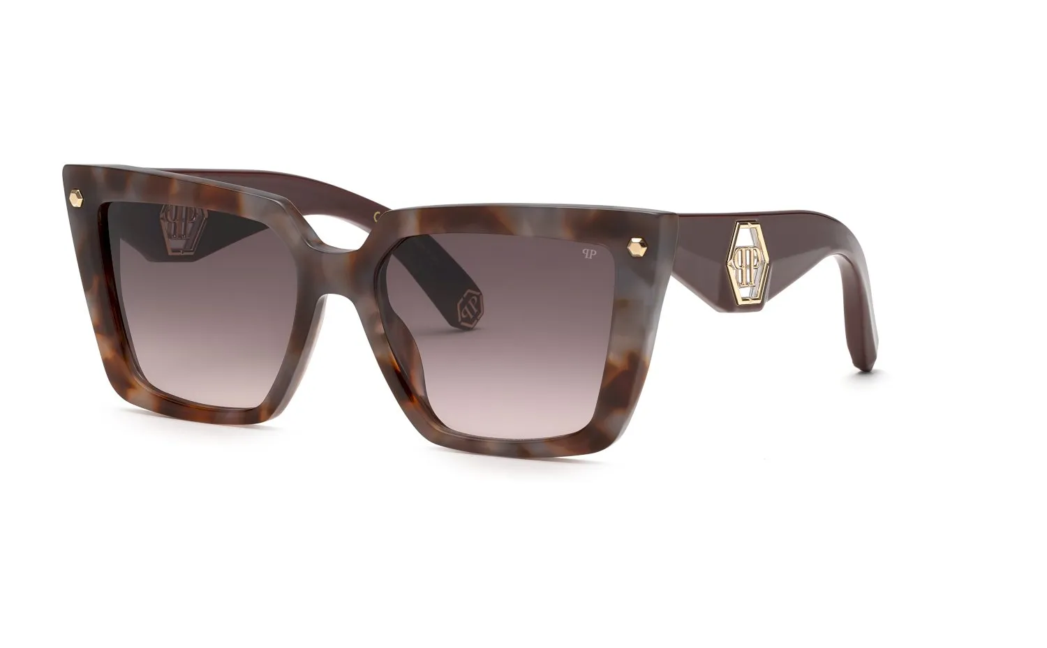 Philipp Plein SPP178 PLEIN MUSE 03KA Occhiali da sole Acetato Havana Marrone Squadrata Normale Sfumato - immagine 1
