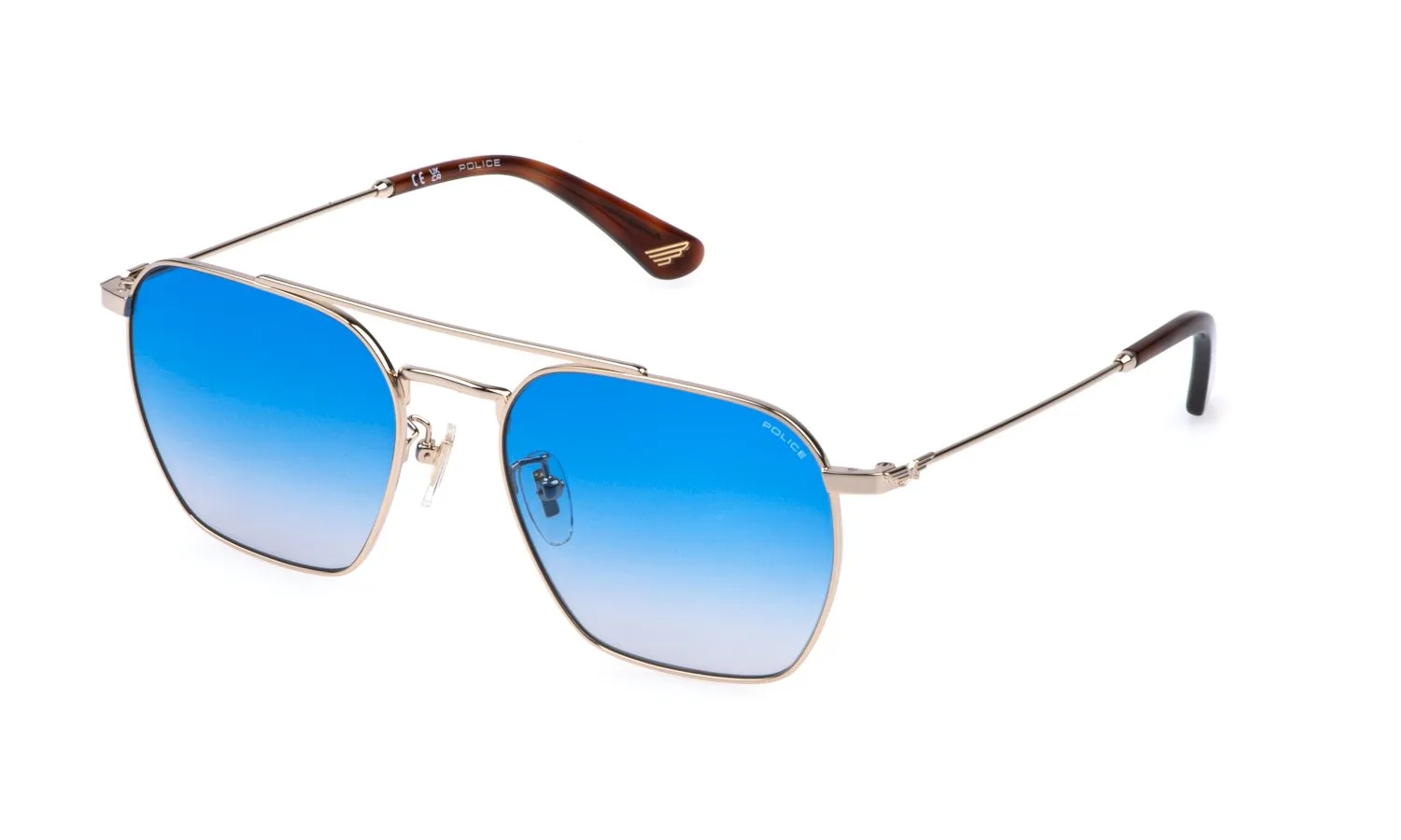 Police SPLR72 ORIGINS LITE 36 300 Occhiali da sole Metallo Oro Blu Geometrica Normale Sfumato - immagine 1